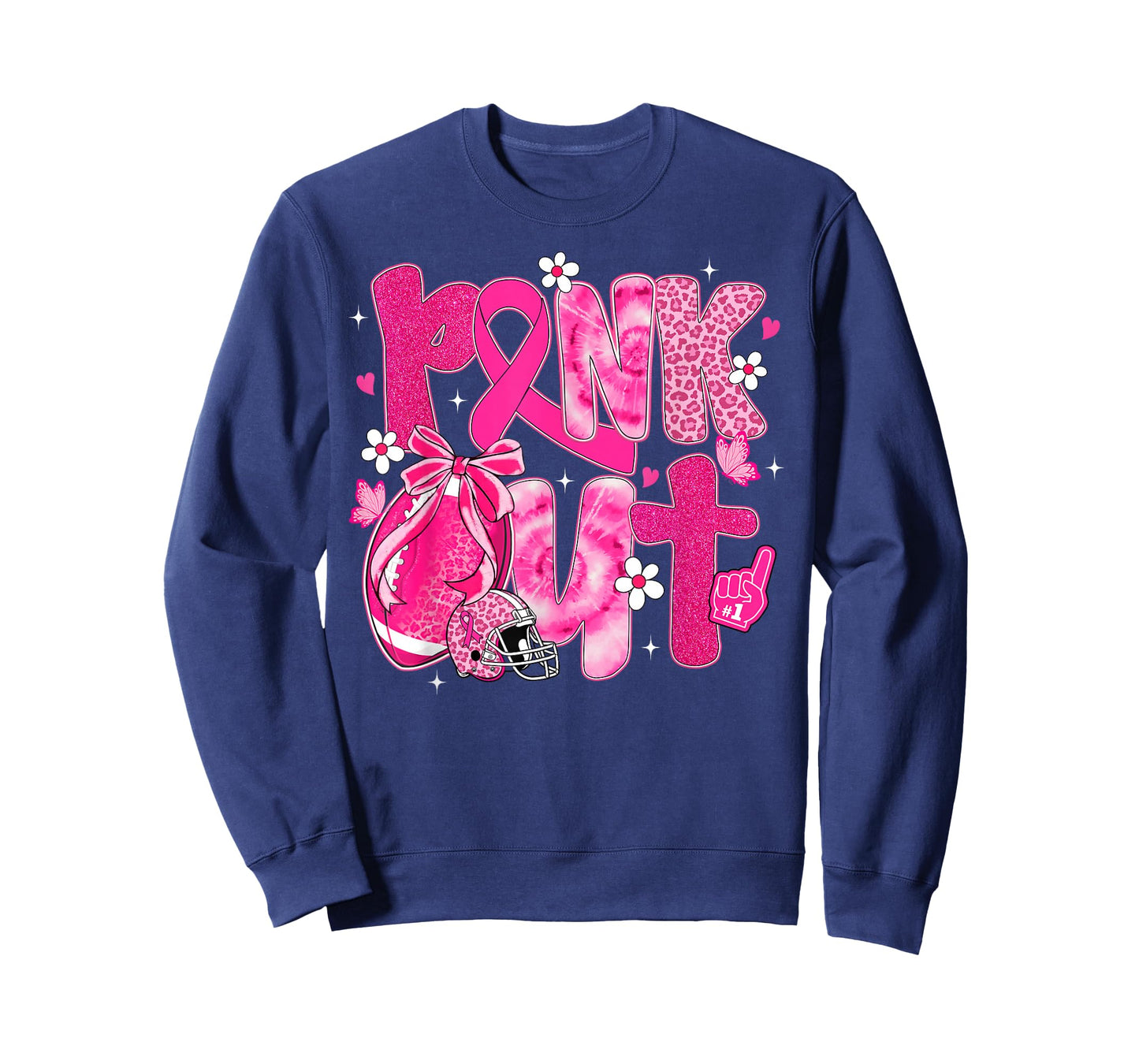 Football Pink Out Breast Cancer Awareness Women Tie Dye T-Shirt