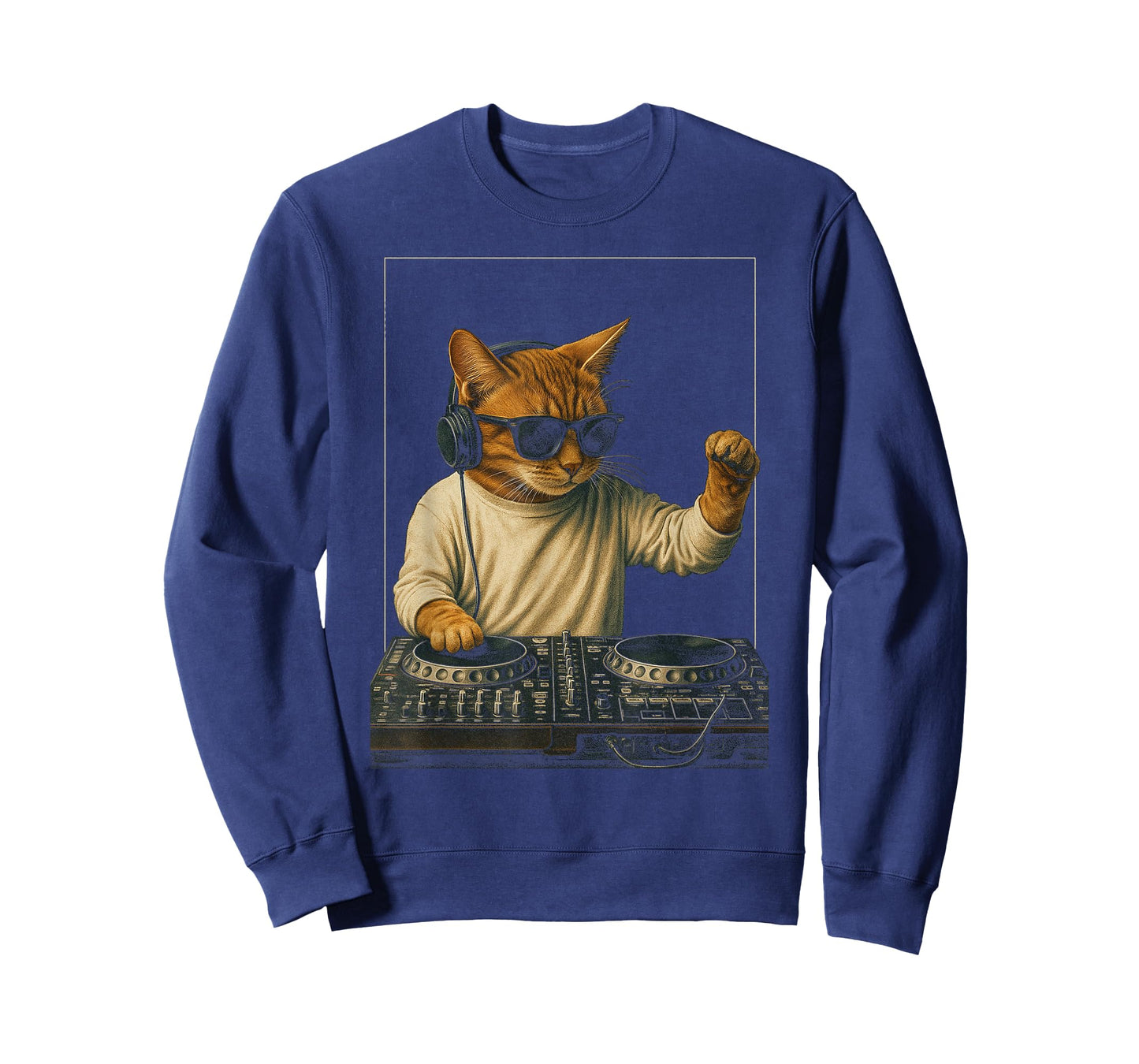 Vintage Orange Tabby Cat Playing Music Cat Lovers DJ Lovers T-Shirt