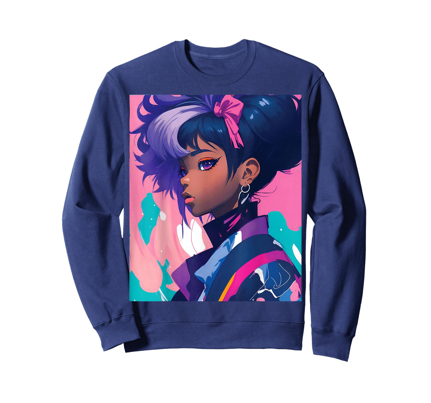 Black Anime Girl Kawaii Waifu Aesthetic Japanese T-Shirt
