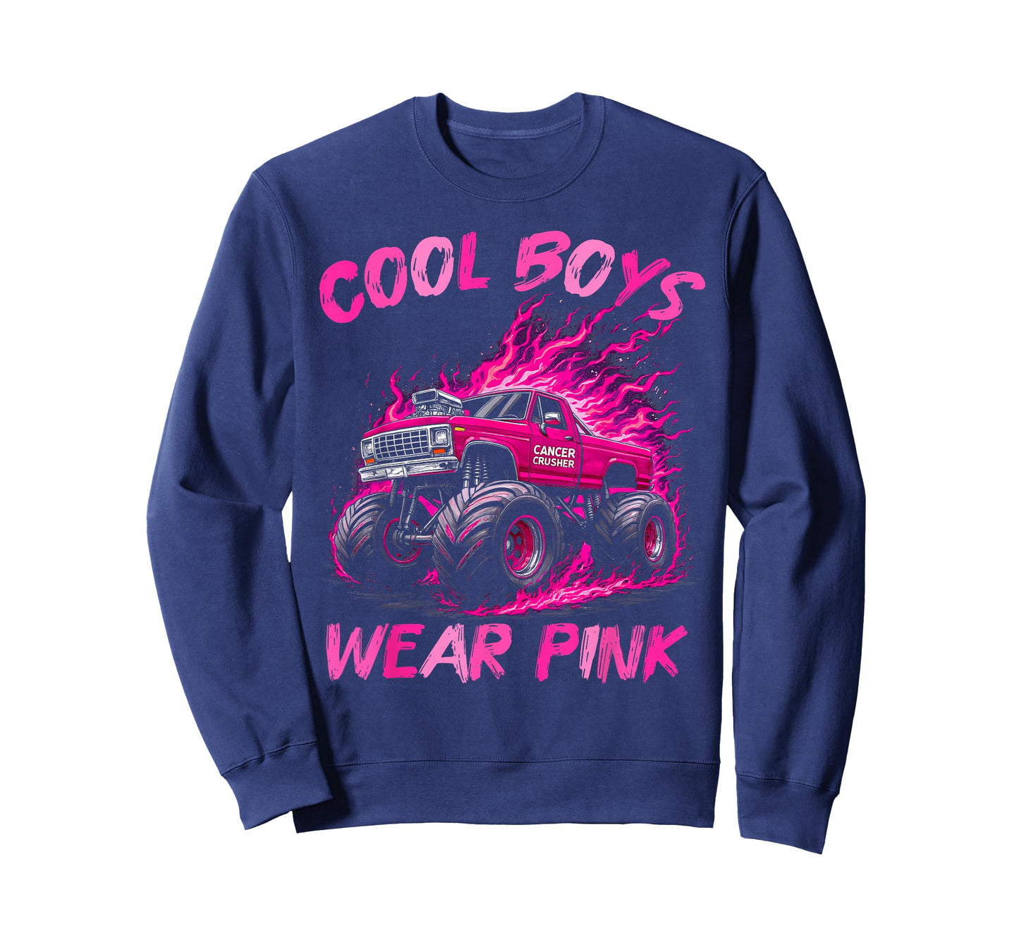 Monster Truck Breast Cancer Awareness Cool Boys Wear Pink T-Shirt