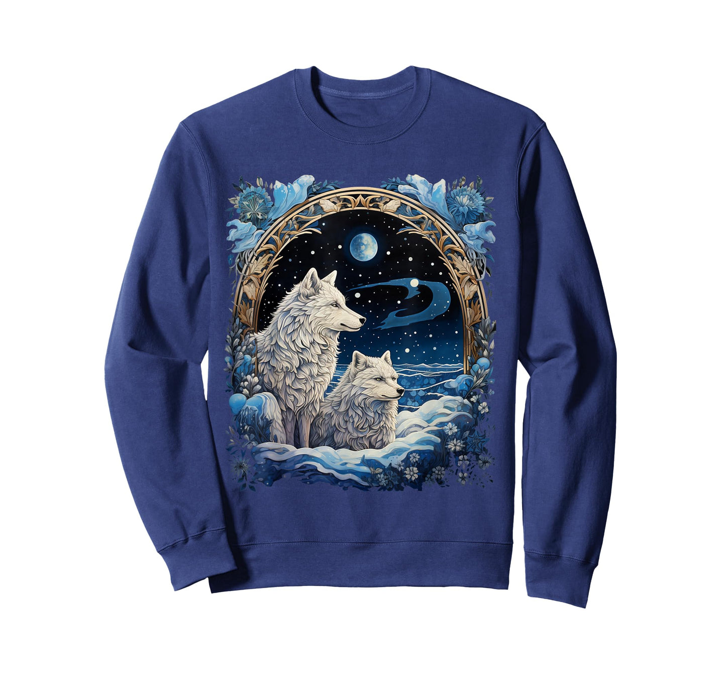 Winter Wolves Peaceful Snowscape Portrait Art Noveau T-Shirt