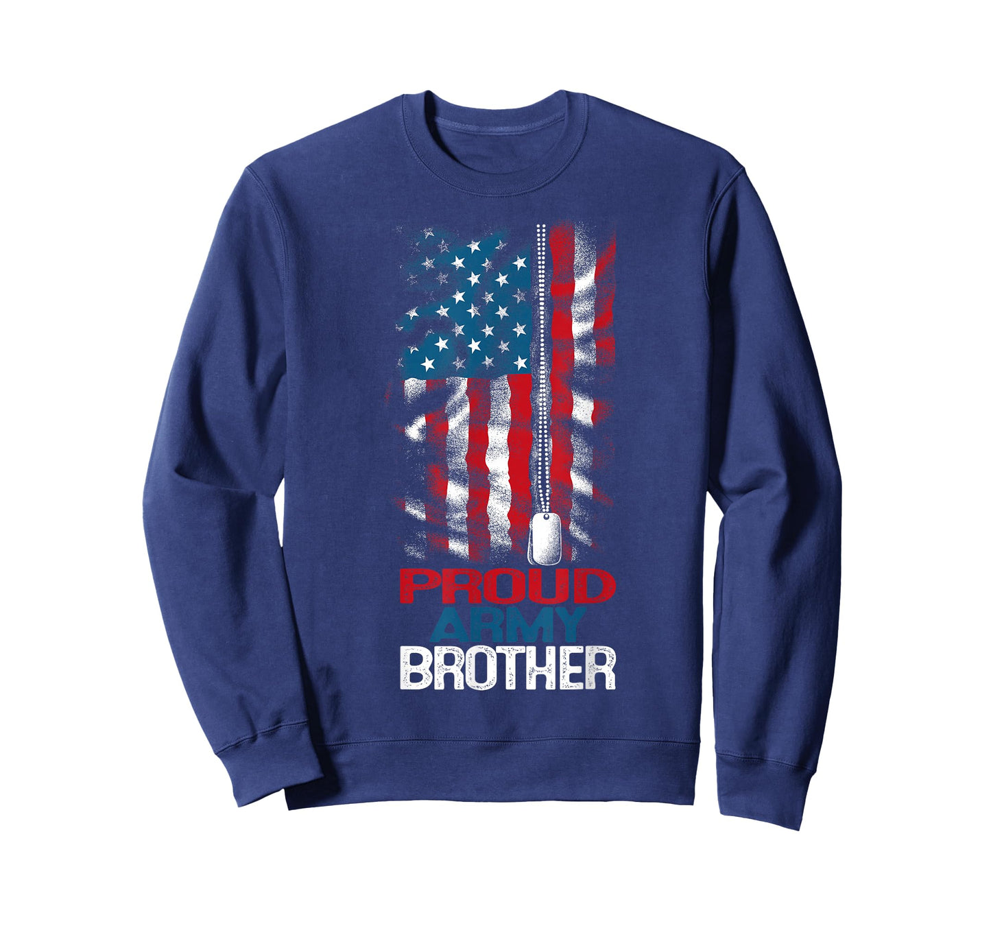 Proud Army Brother US Flag and America Dog Tag Military Boy T-Shirt