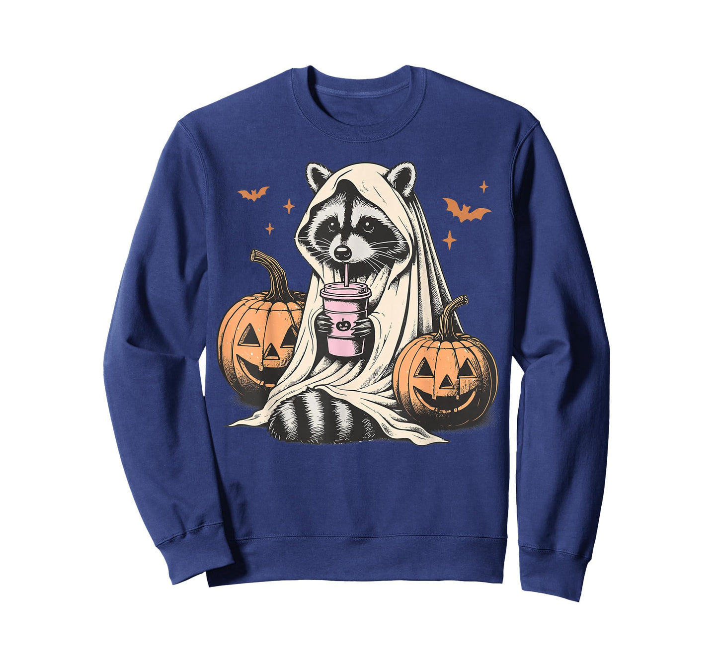 Cute Ghost Pumpkin Halloween Raccoon Costume Raccoon Lovers T-Shirt