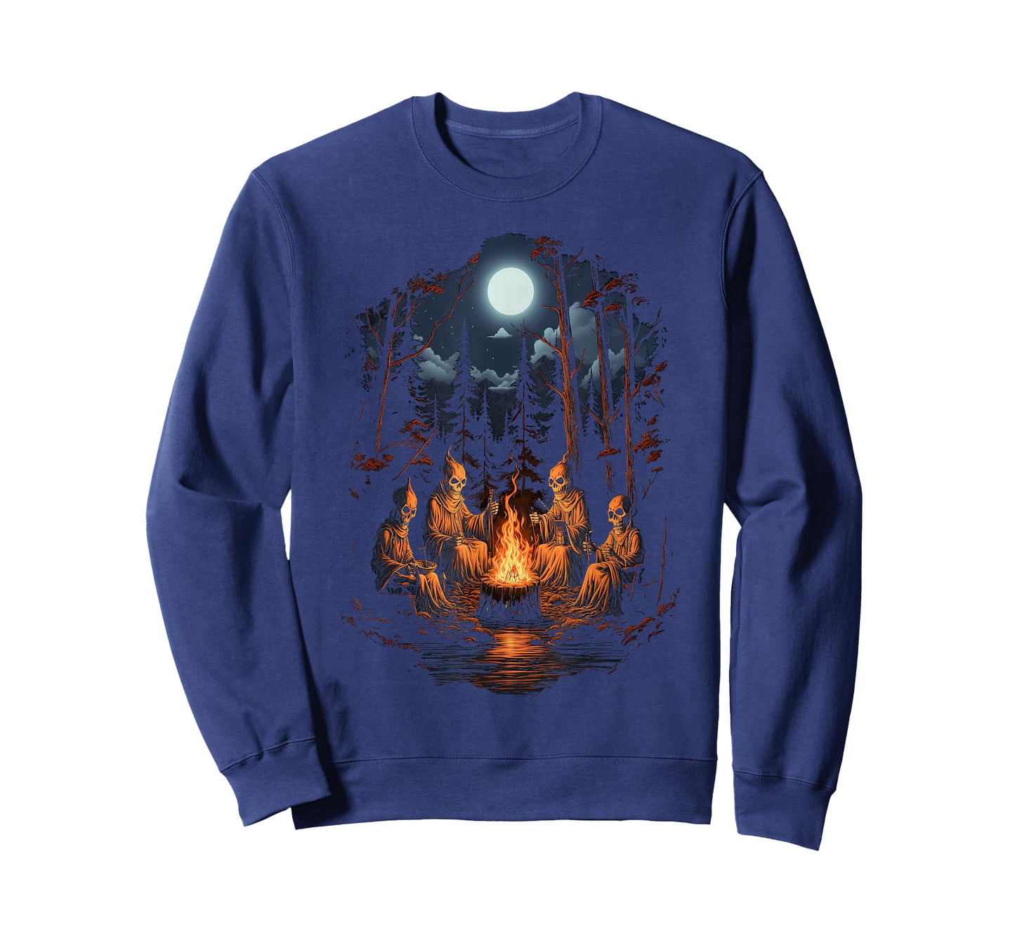 Vintage Ghost and Skeleton by Fire Camping Gothic Halloween T-Shirt