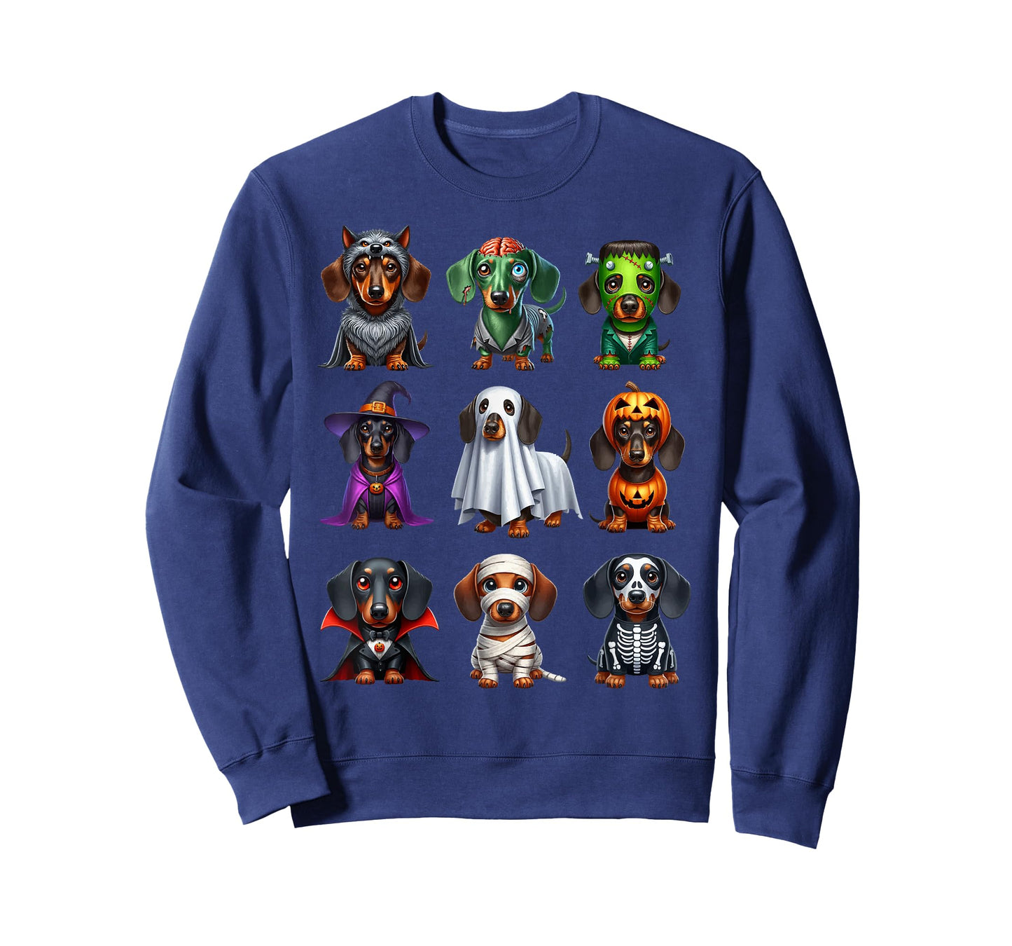 Dachshund Dogs Witch Zombie Mummy Skeleton Pumpkin Halloween T-Shirt