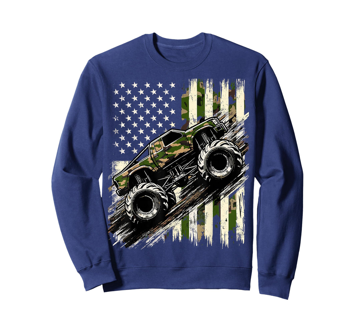 Monster Trucker Camo USA Flag American T-Shirt