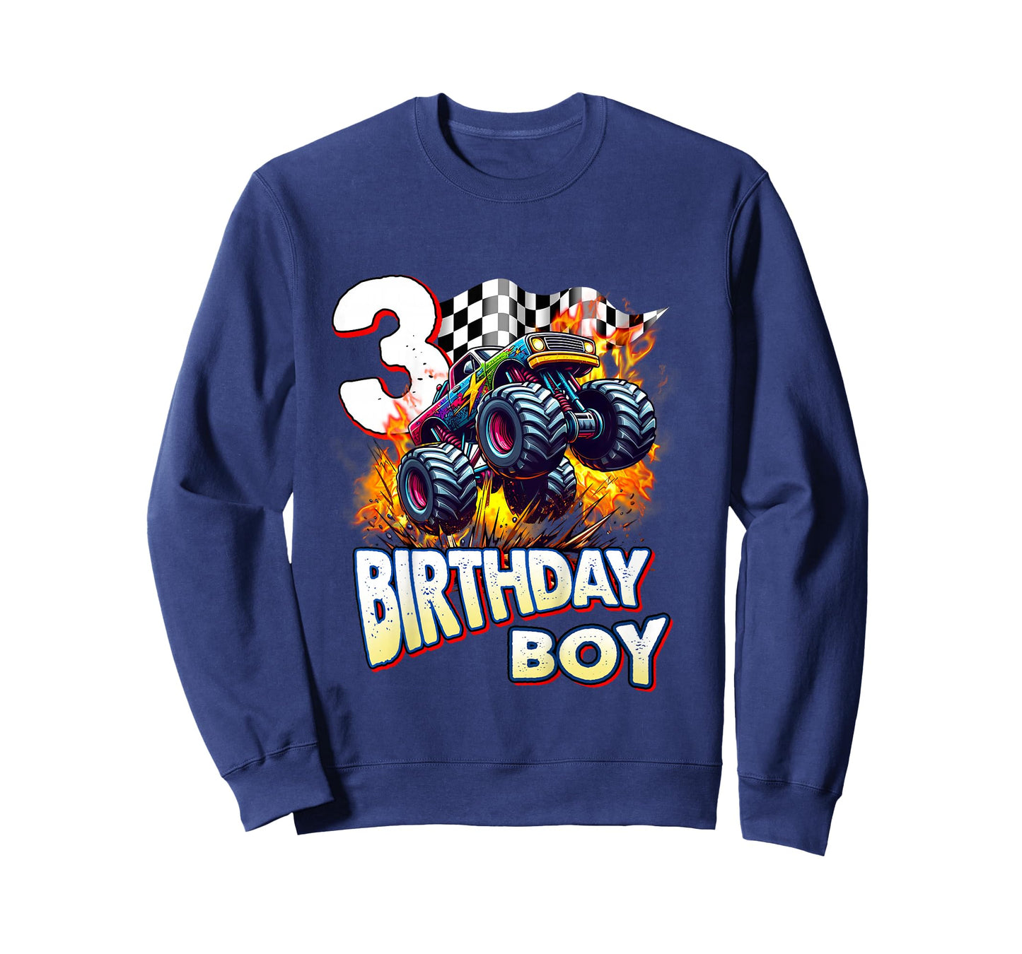 Kids Birthday Monster Truck 3 Year Old Boys 3rd Party Born 2022 T-Shirt