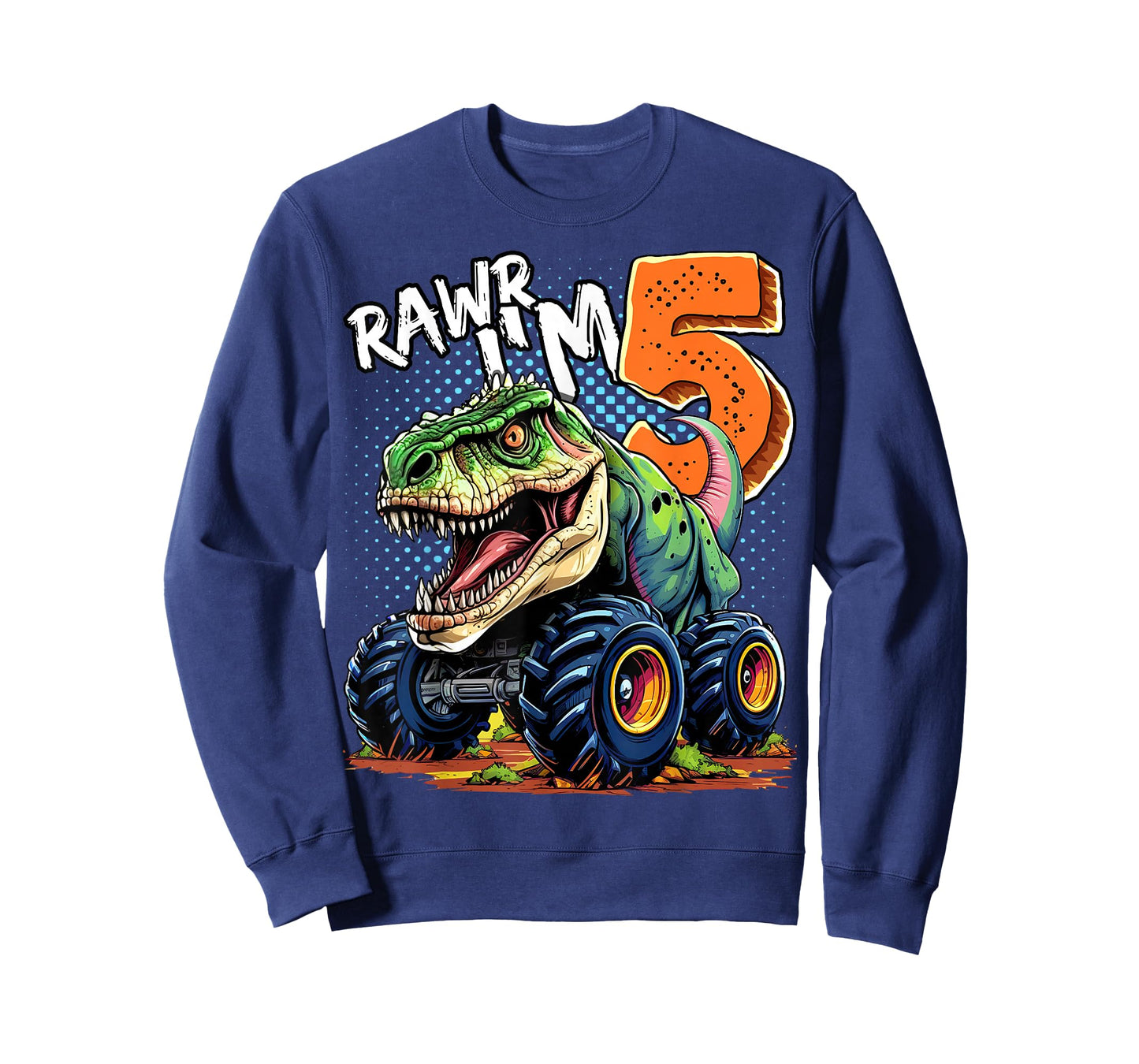 Monster Truck Dinosaur T-Rex 5th Birthday Boy 5 Year Old T-Shirt