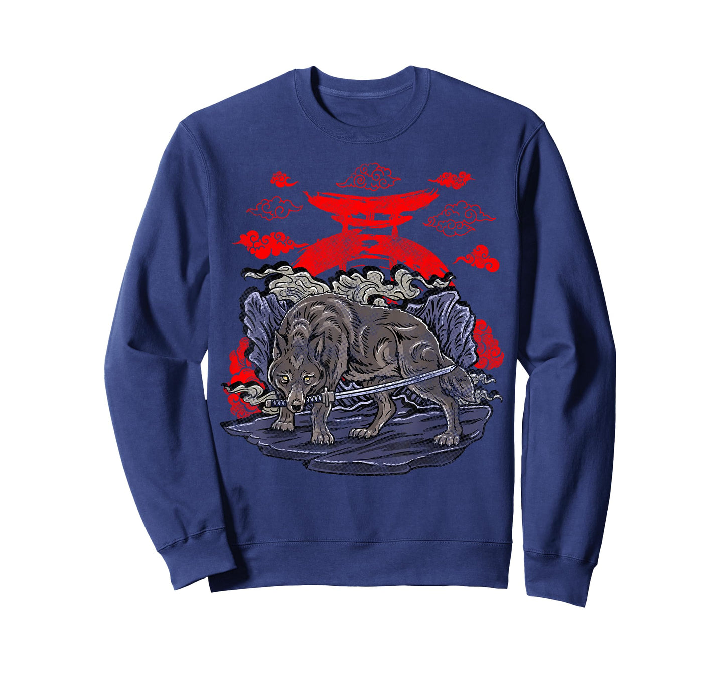 Wolf with Katana Japanese Wolf Art T-Shirt