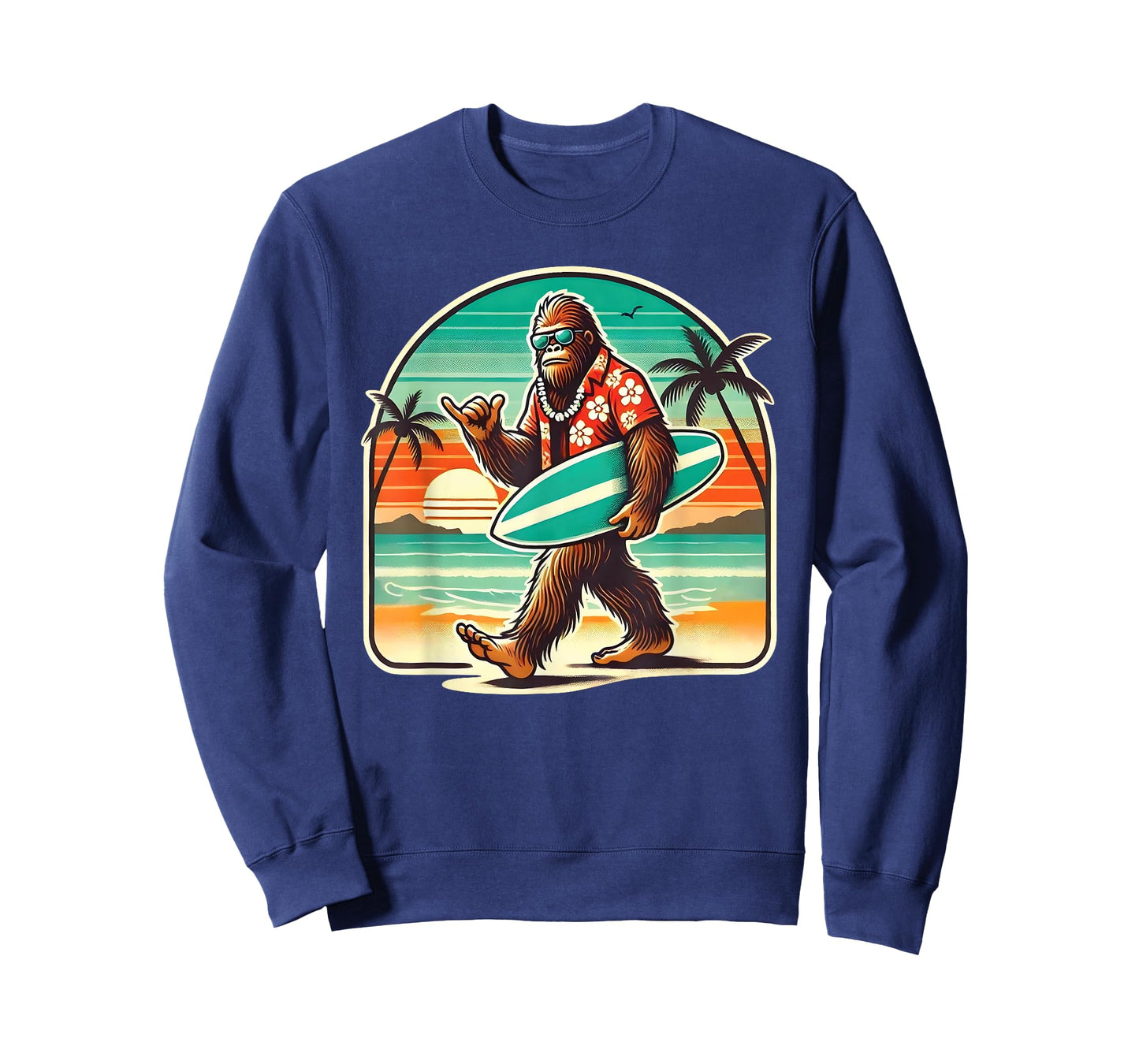 Funny Bigfoot Aloha Hawaiian Surfing Tropical Beach Surfer T-Shirt