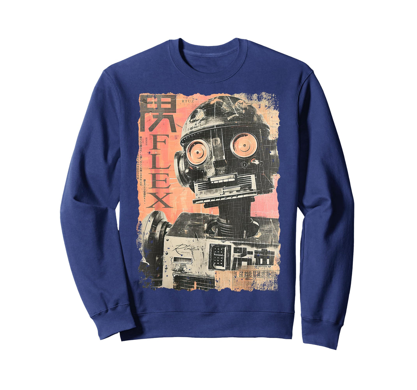 RTUZ Hip Hop Y2K Vintage Hipster Edgy Urban Streetwear Robot T-Shirt - Black, Small