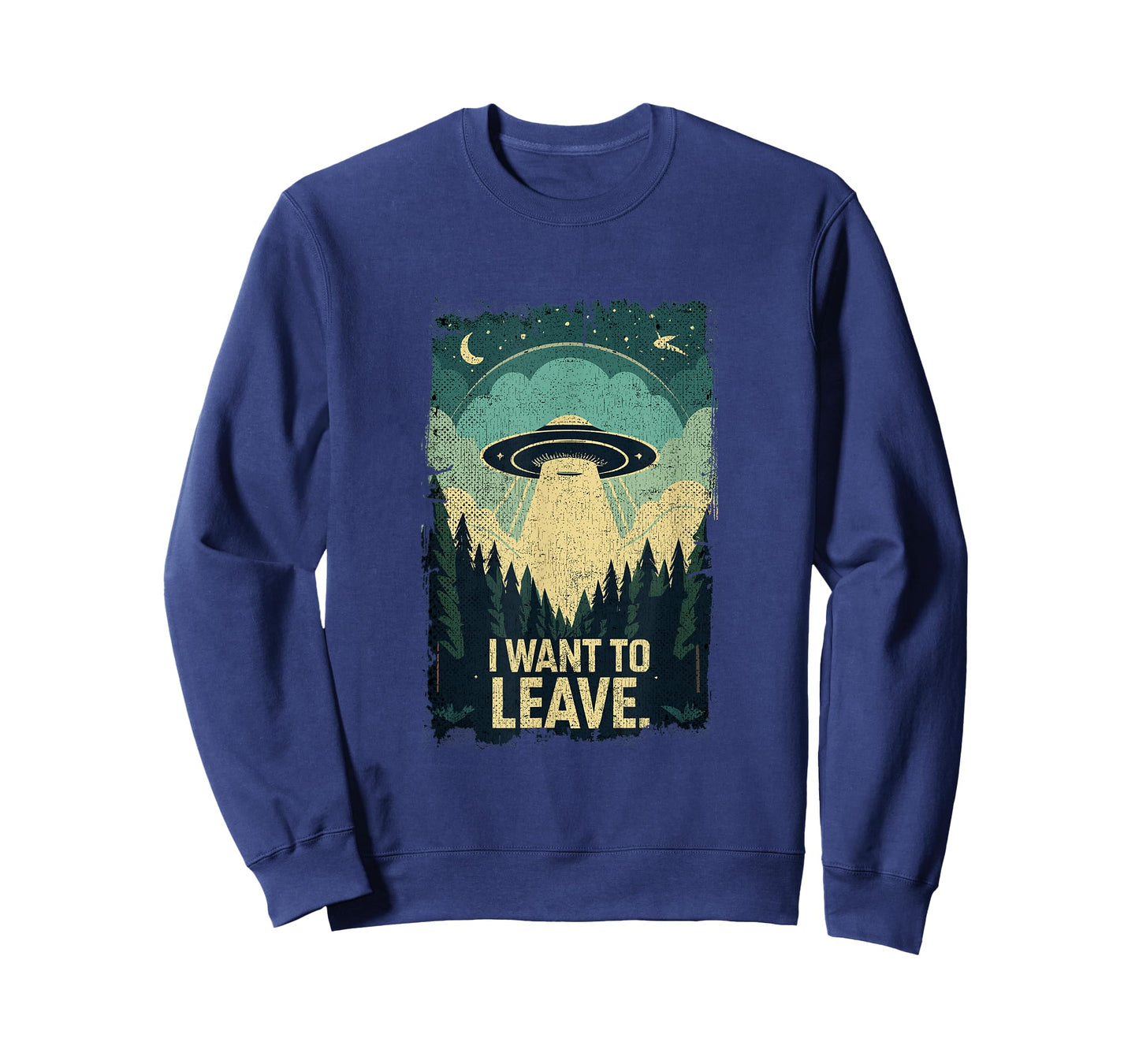 Funny UFO Sci-Fi Gifts For Alien Believers I Want To Leave Science Fiction Extraterrestrial UFO T-Shirt