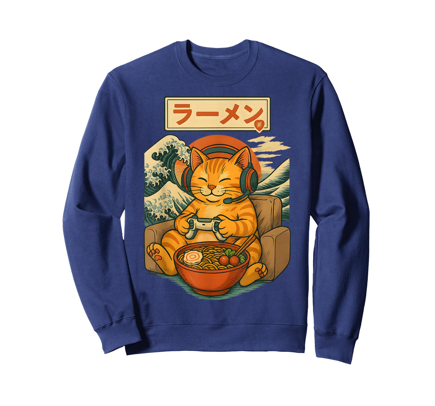 Cute Kawaii Gamer Cat Funny Ramen Japanese Cat Gaming T-Shirt