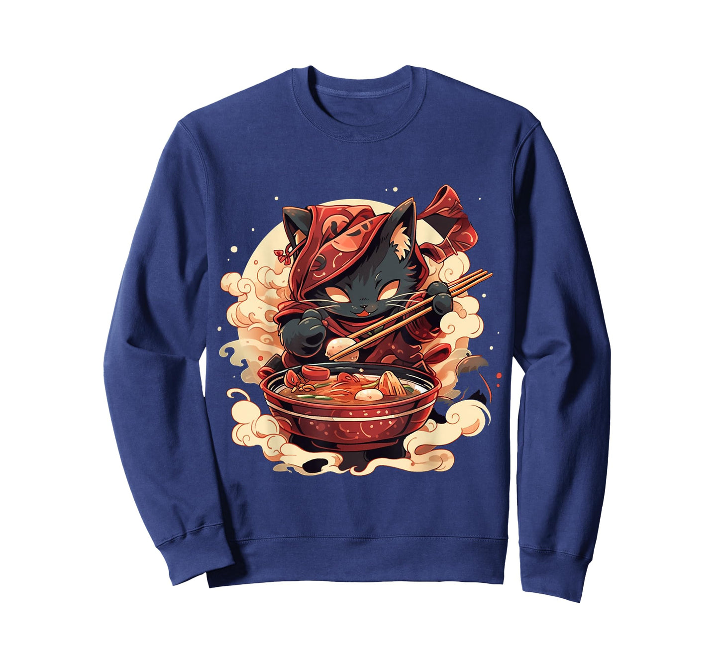 Japanese Art Ramen Cat Ninja Ukiyo-e Anime Style Samurai Cat T-Shirt