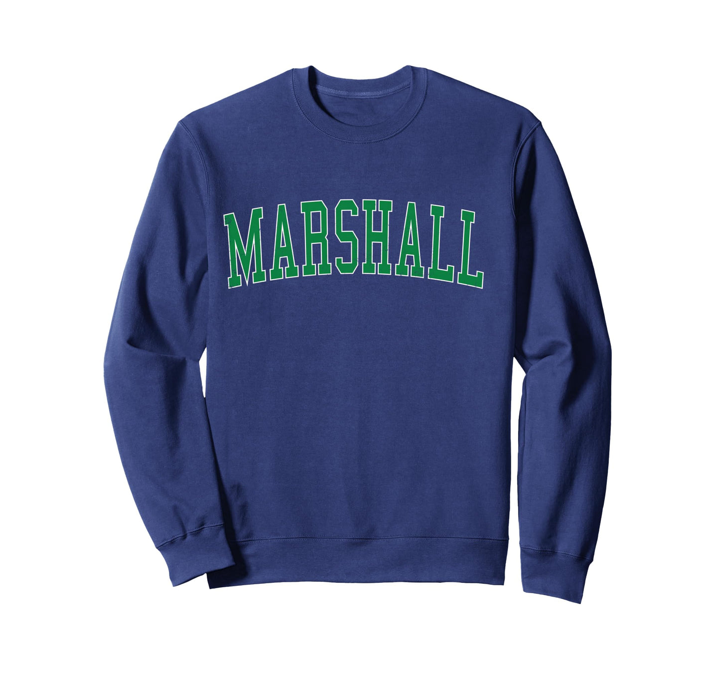 Vintage Marshall TX Distressed Green Varsity Style Long Sleeve T-Shirt