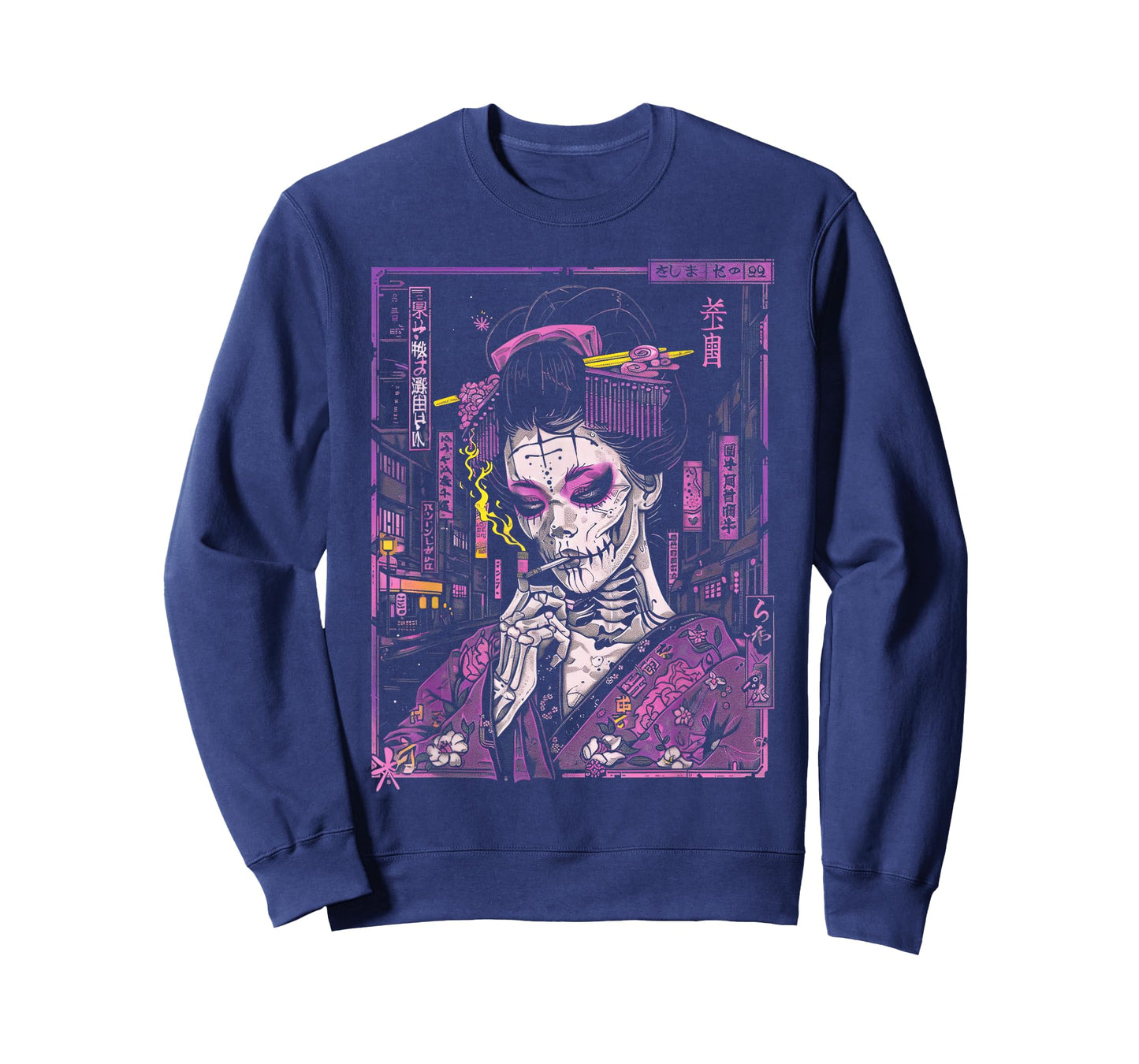 Anime Japanese Goth Cyberpunk City Geisha Skull Gothic Japan T-Shirt