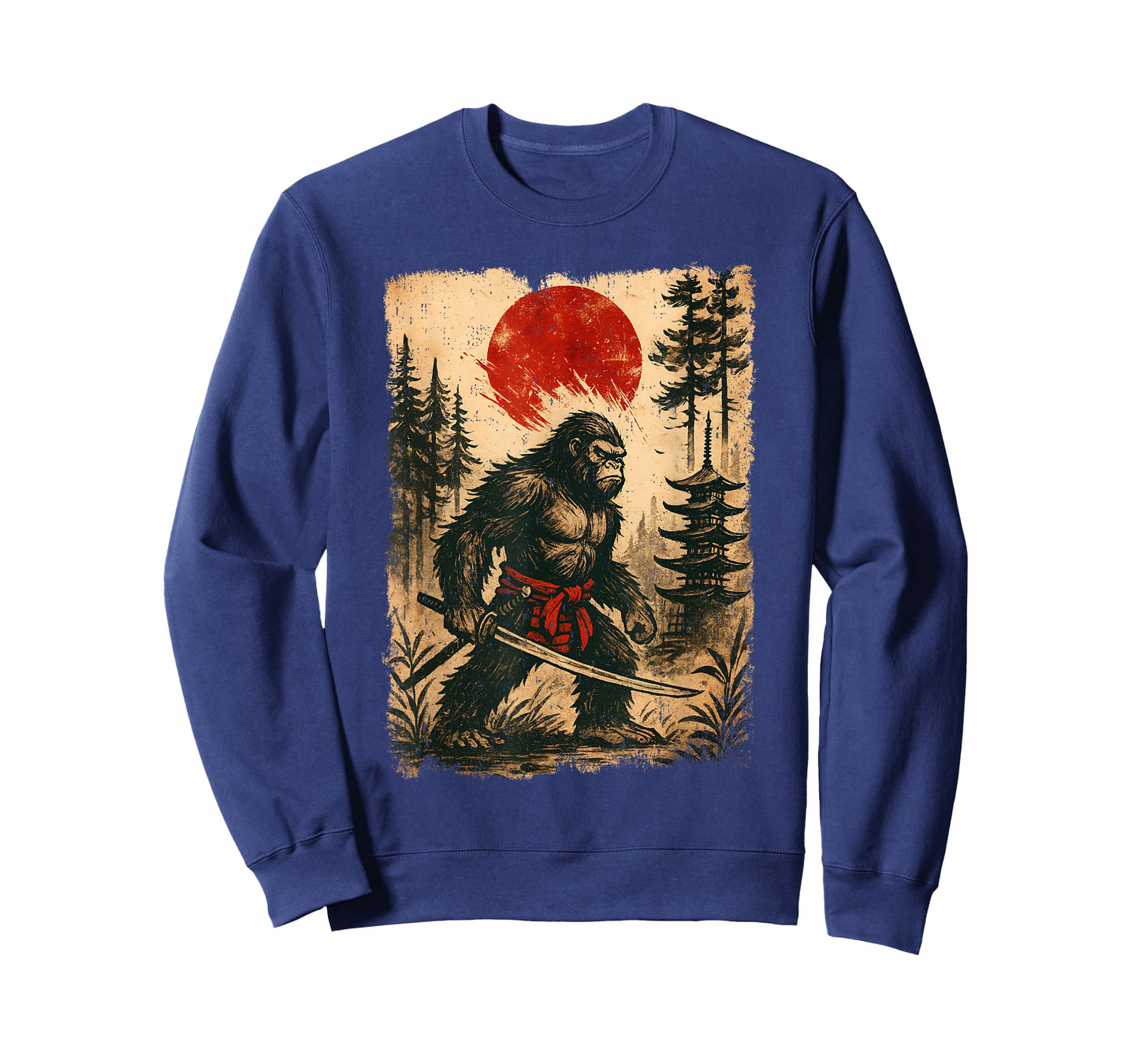 Funny Samurai Bigfoot Japanese Vintage Sasquatch Ukiyo-e T-Shirt