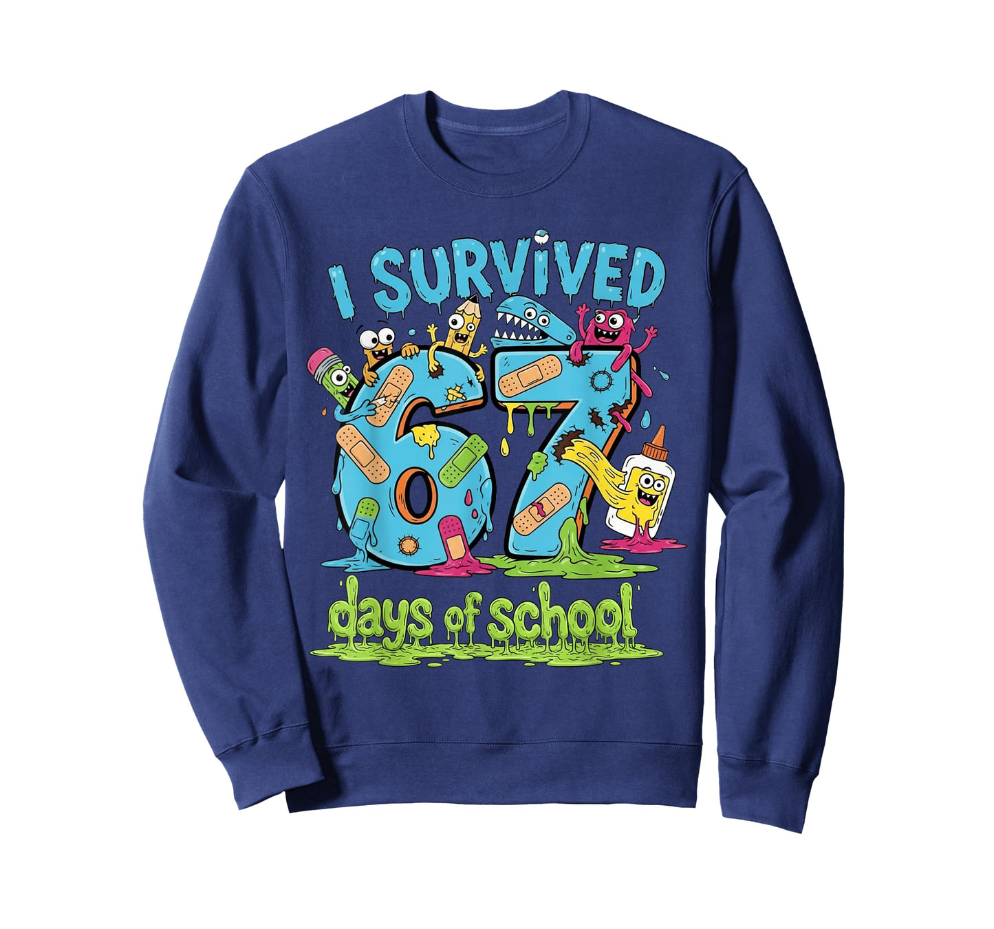 I Survived 67 Days of School Teachers Students Monster T-Shirt