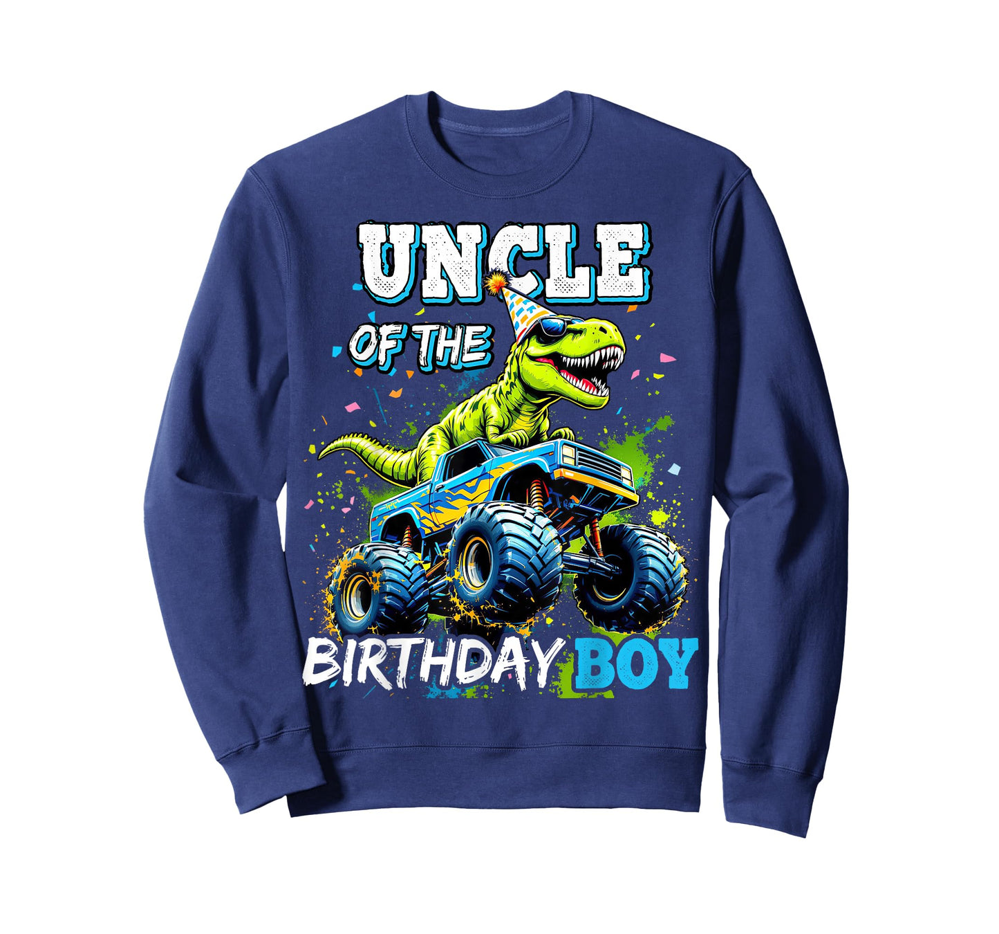 Uncle of the Birthday Boy Monster Truck Dinosaur Party T Rex T-Shirt