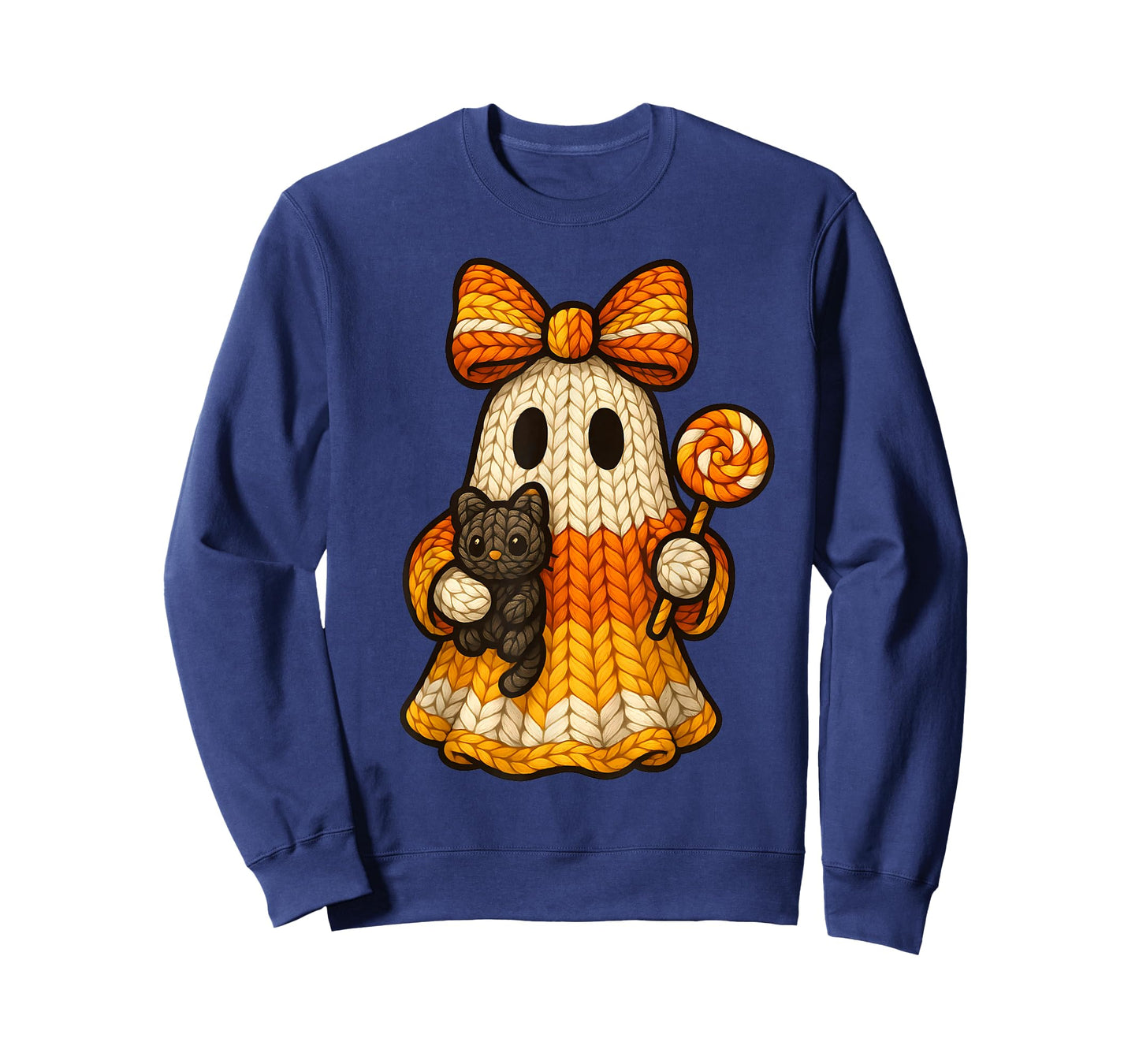 Ghost Coquette Black Cat Knitting Crocheting Yarn Halloween T-Shirt