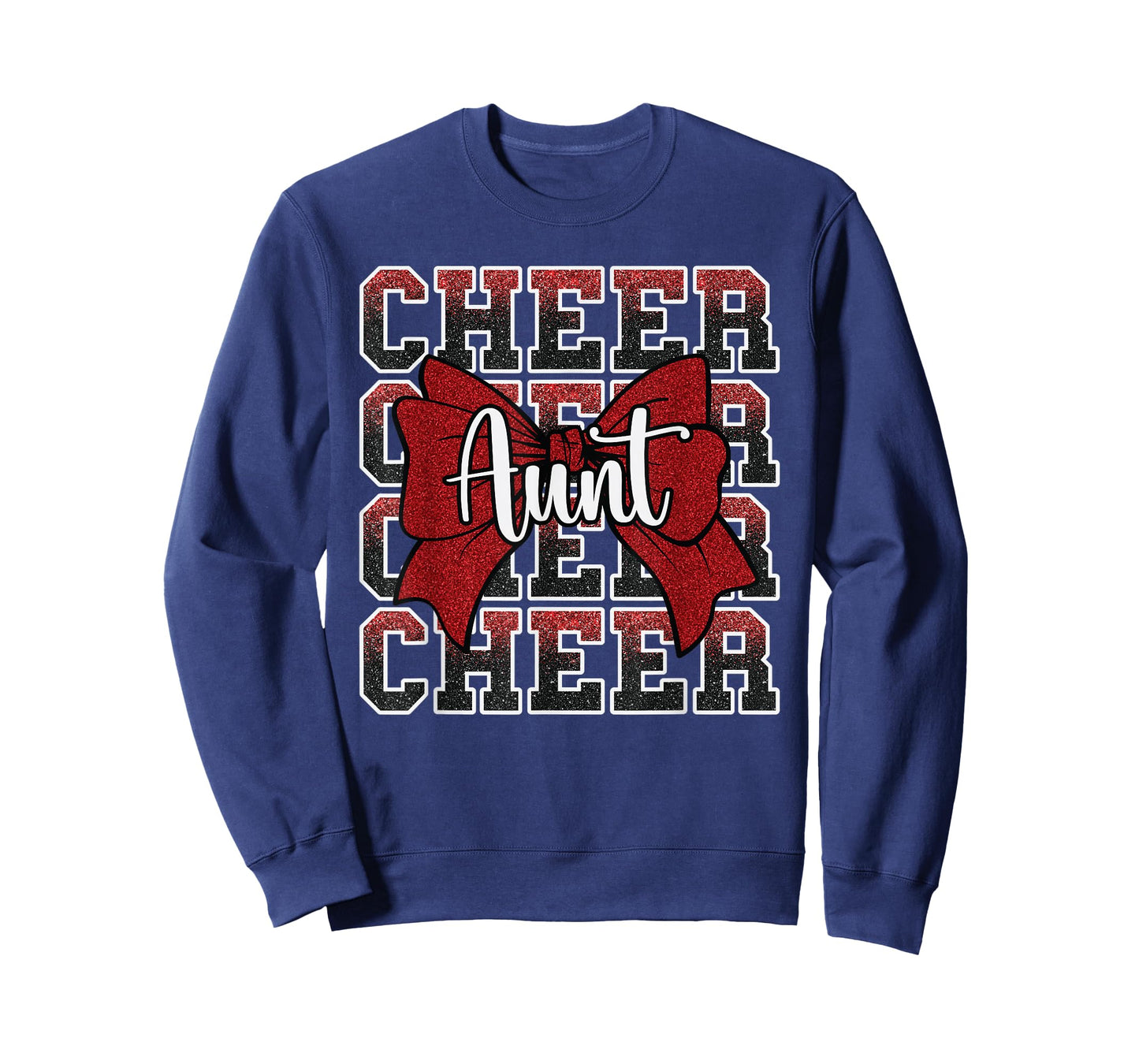 Cheer Aunt Auntie Bow Sport Cheerleader Cheerleading Red T-Shirt