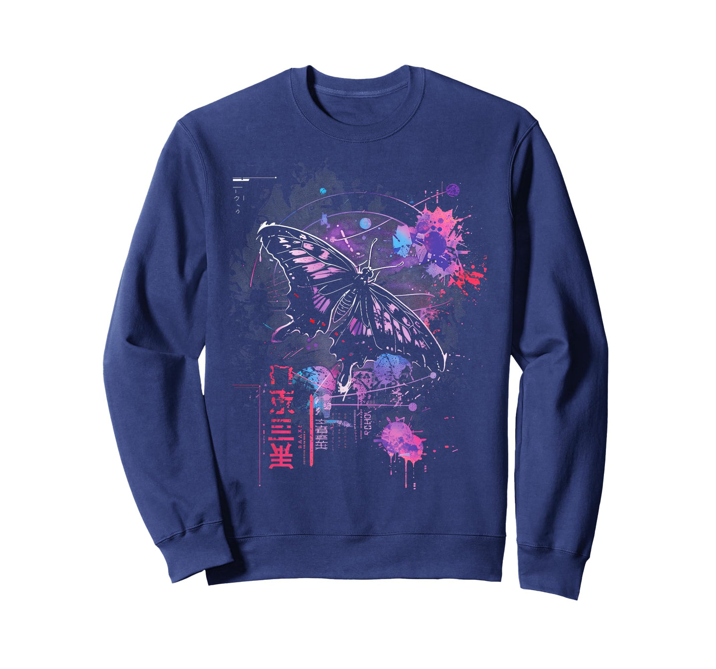 Anime Japanese Goth Cyberpunk City Butterfly Abstract Art T-Shirt