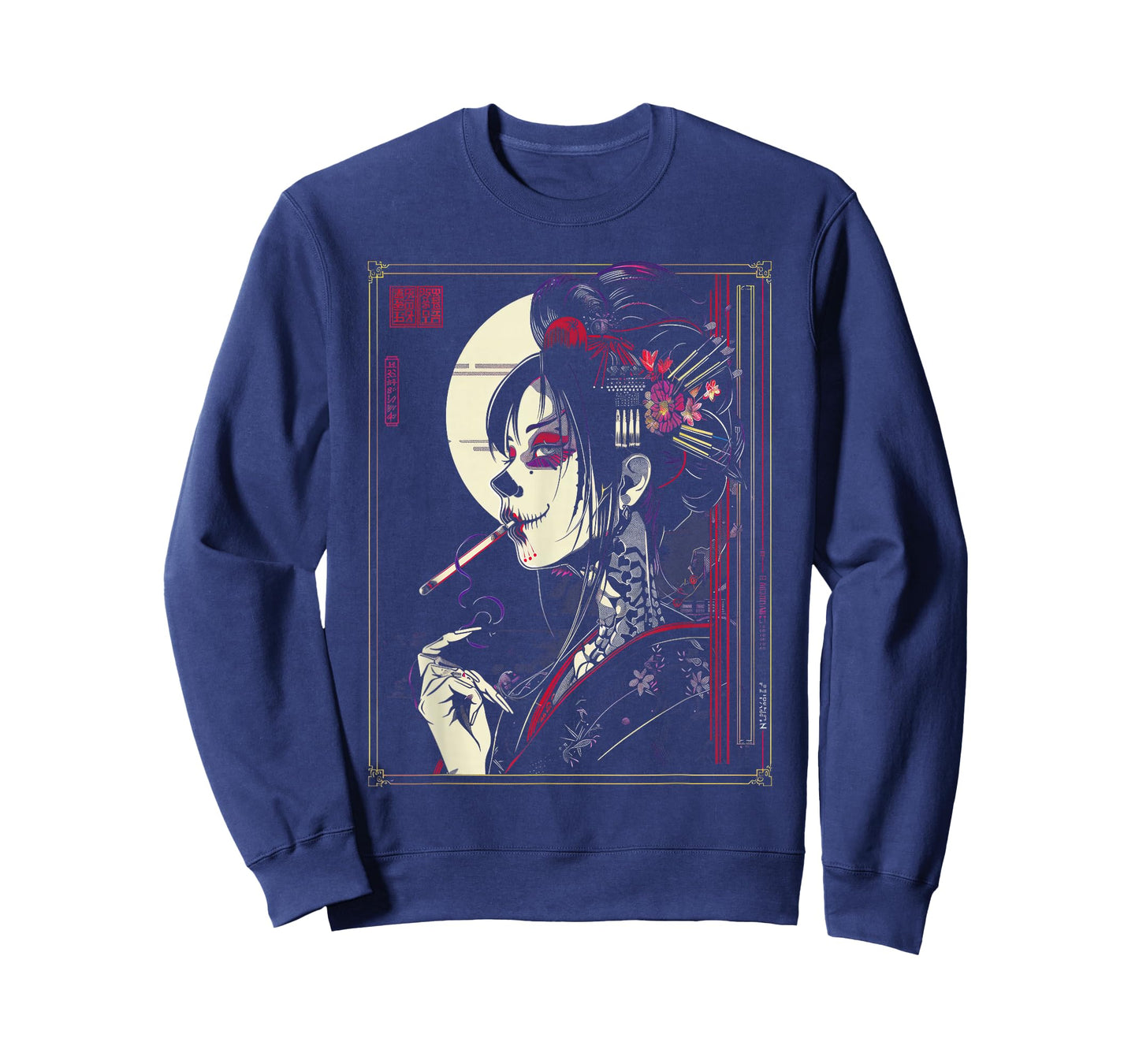 Anime Japanese Goth Cyberpunk City Geisha Art Vintage T-Shirt