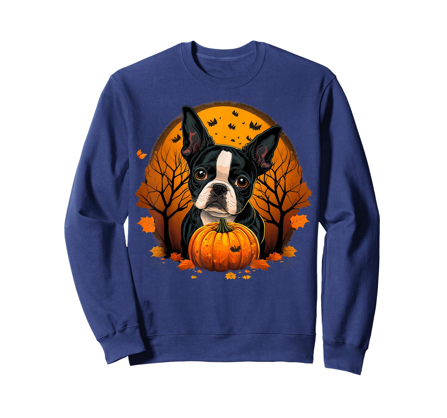 Pumpkin Boston Terrier Costume on Boston Terrier Halloween T-Shirt