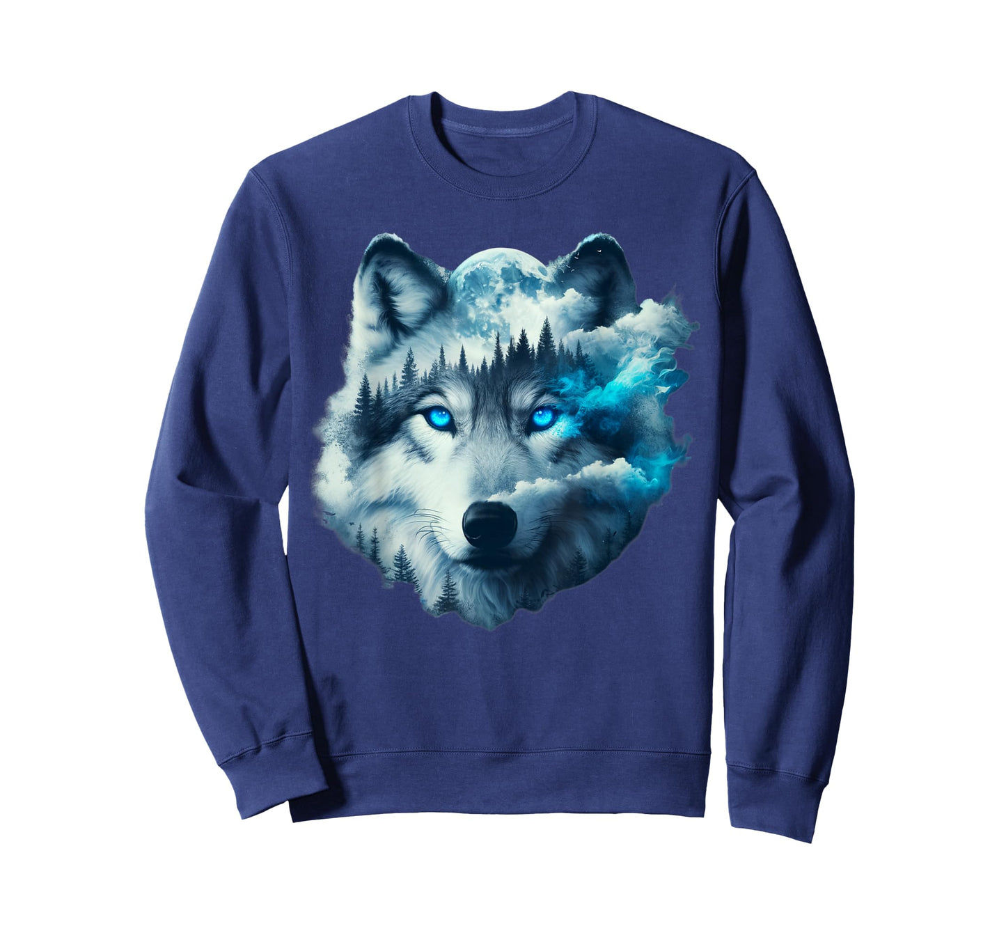 Surreal Double Exposure Art Moon Mist Wolf T-Shirt