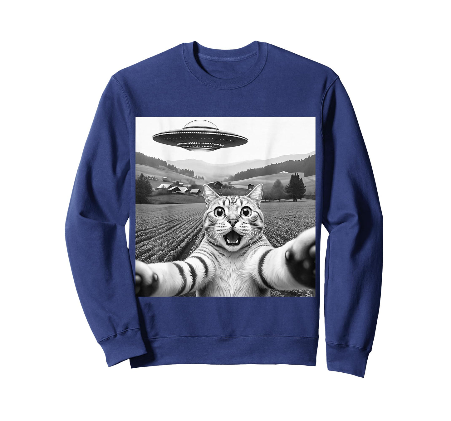 Cat Selfie with Alien UFO Funny Cat T-Shirt