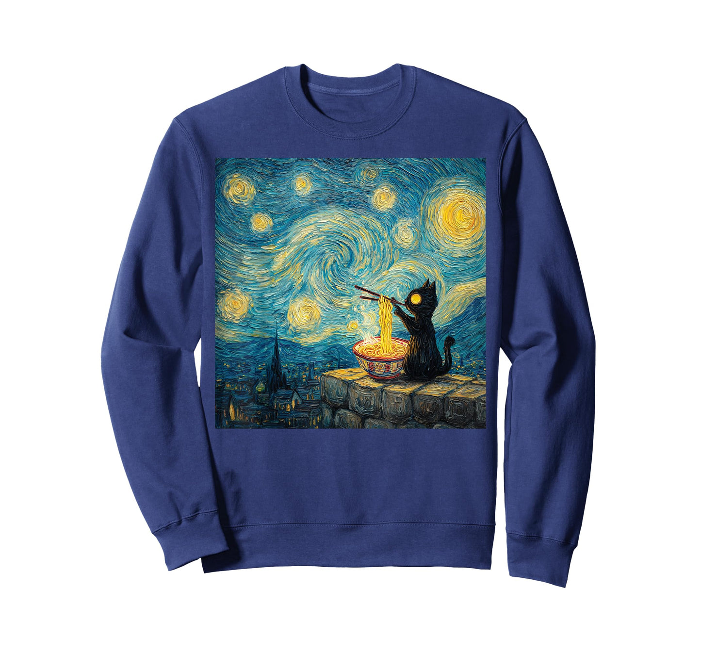 Ramen Cat Under Starry Sky – Cute Noodles & Cat Lovers Art T-Shirt