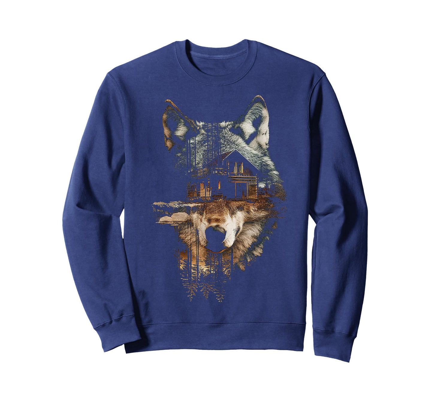 Wolf Nature House Animal Trees Illustration Art Wolf T-Shirt
