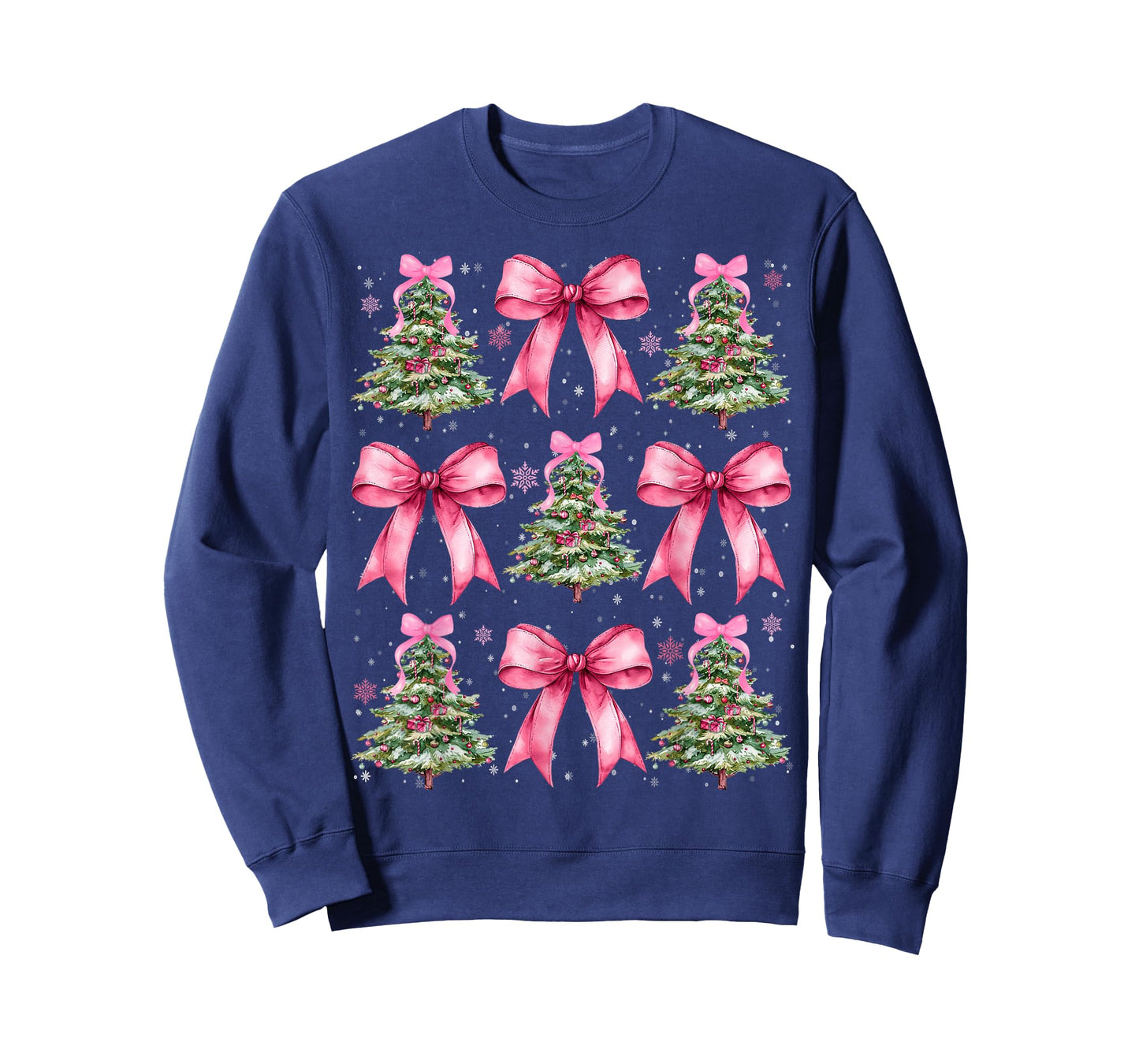 Pink Coquette Bow Xmas Holiday Christmas Tree Girl Women T-Shirt