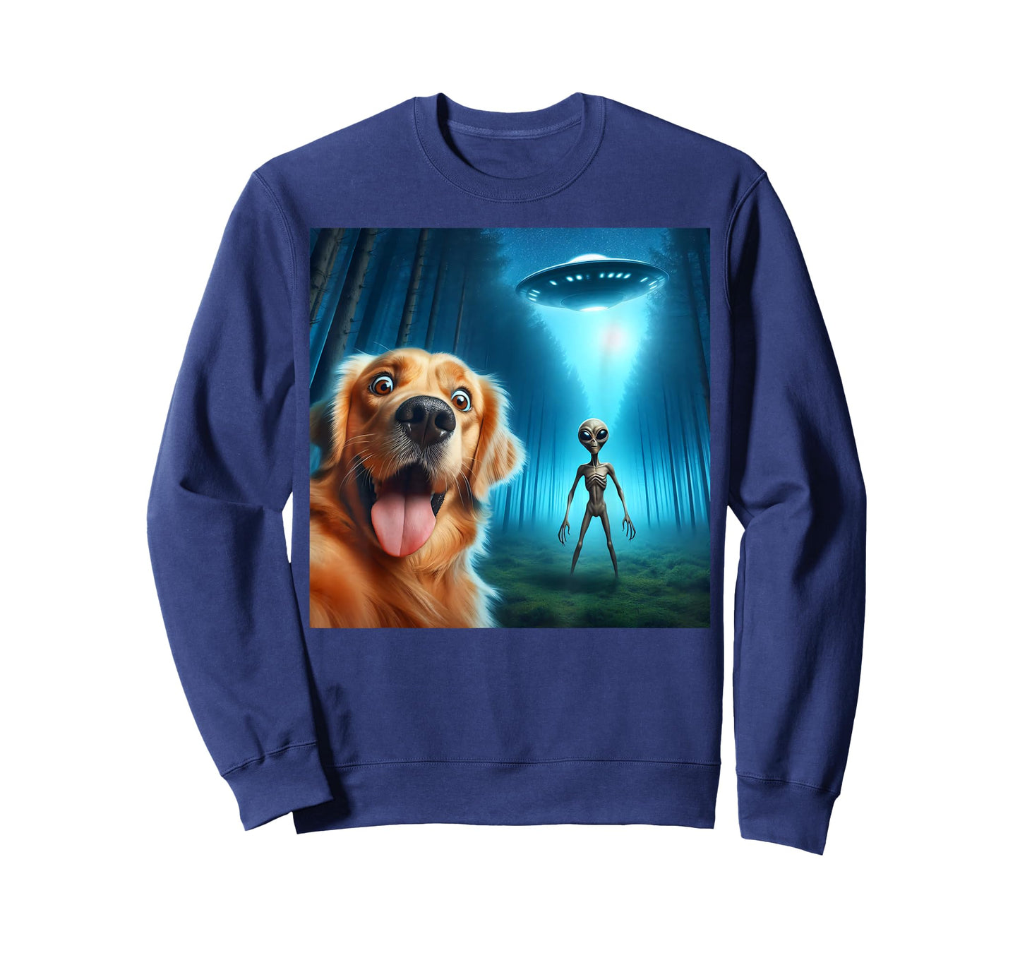 Golden retriever Selfie alien UFO funny T-Shirt
