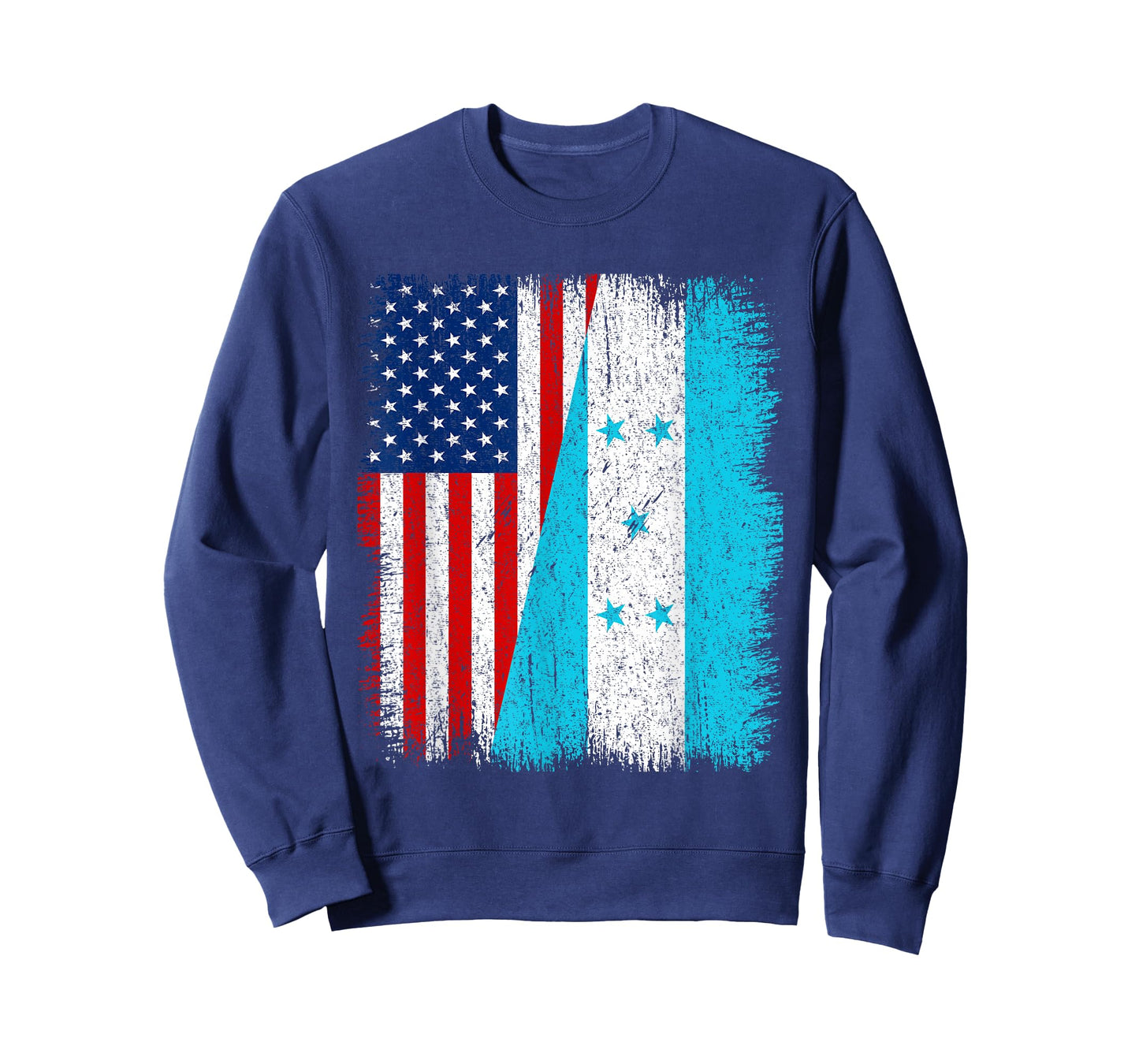 Distressed Vintage Patriotic American Flag & Honduras Flag T-Shirt