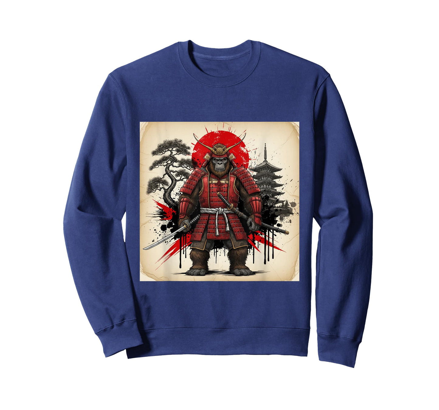Samurai Bigfoot Warrior Dark Japanese Mythology Art T-Shirt