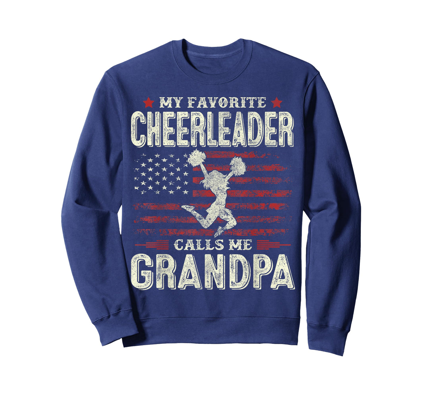 My Favorite Cheerleader Calls Me Grandpa Flag Cheer Grandpa T-Shirt