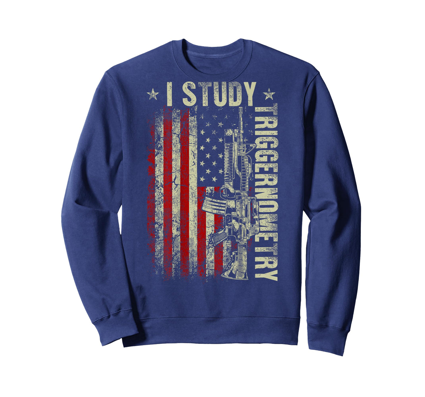 I Study Triggernometry Gun American Flag On Back T-Shirt