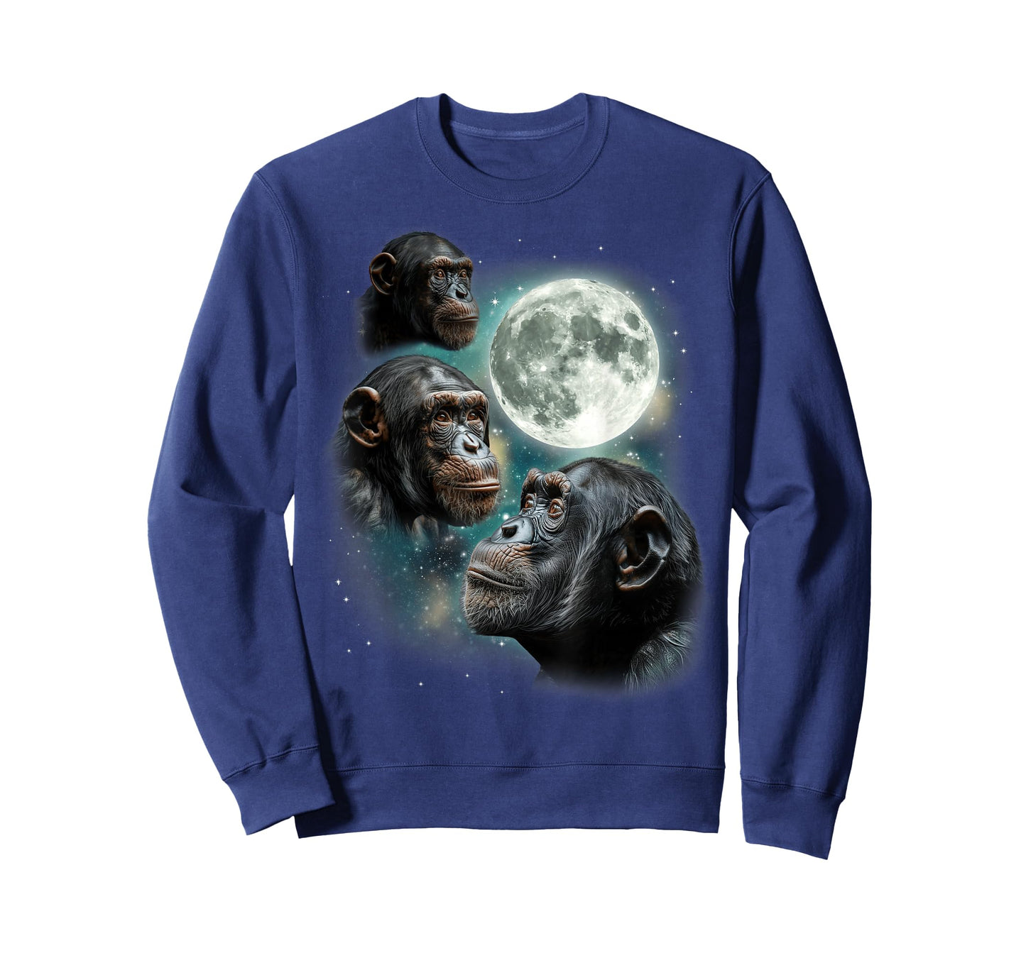 Three Chimpanzee Moon | Funny 3 Chimps Howling Parody Meme T-Shirt