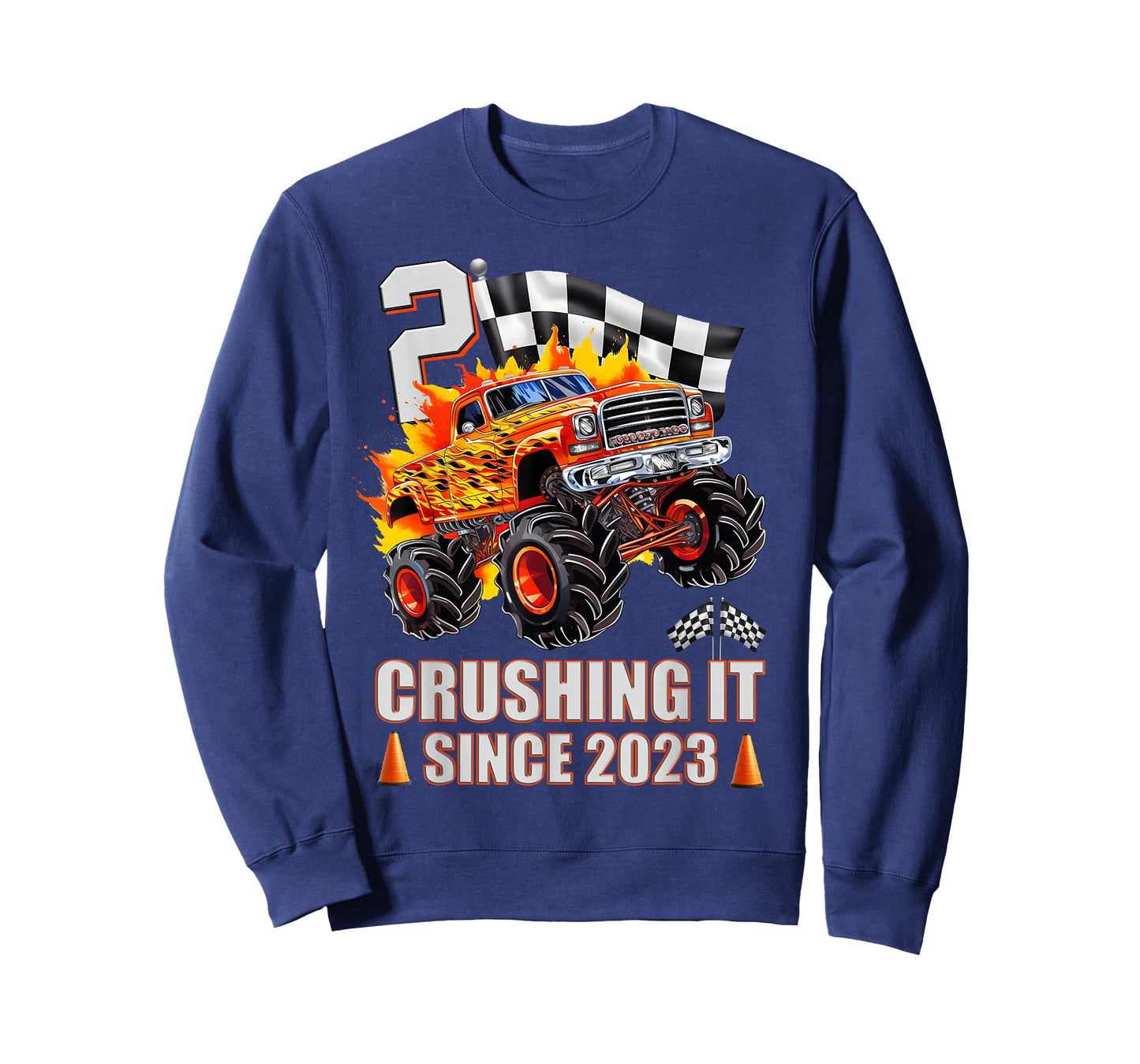 2 Crushing It Since 2023 2nd Birthday Monster Truck Kids T-Shirt