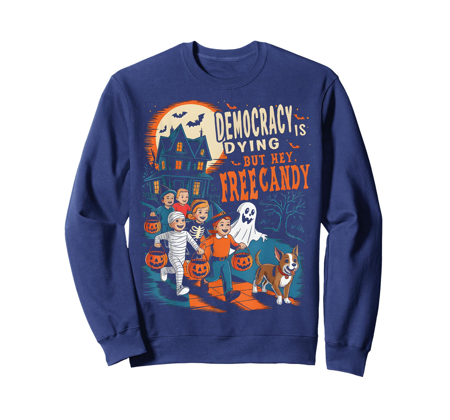 Funny Democracy Is Dying, But Hey Free Candy Halloween T-Shirt