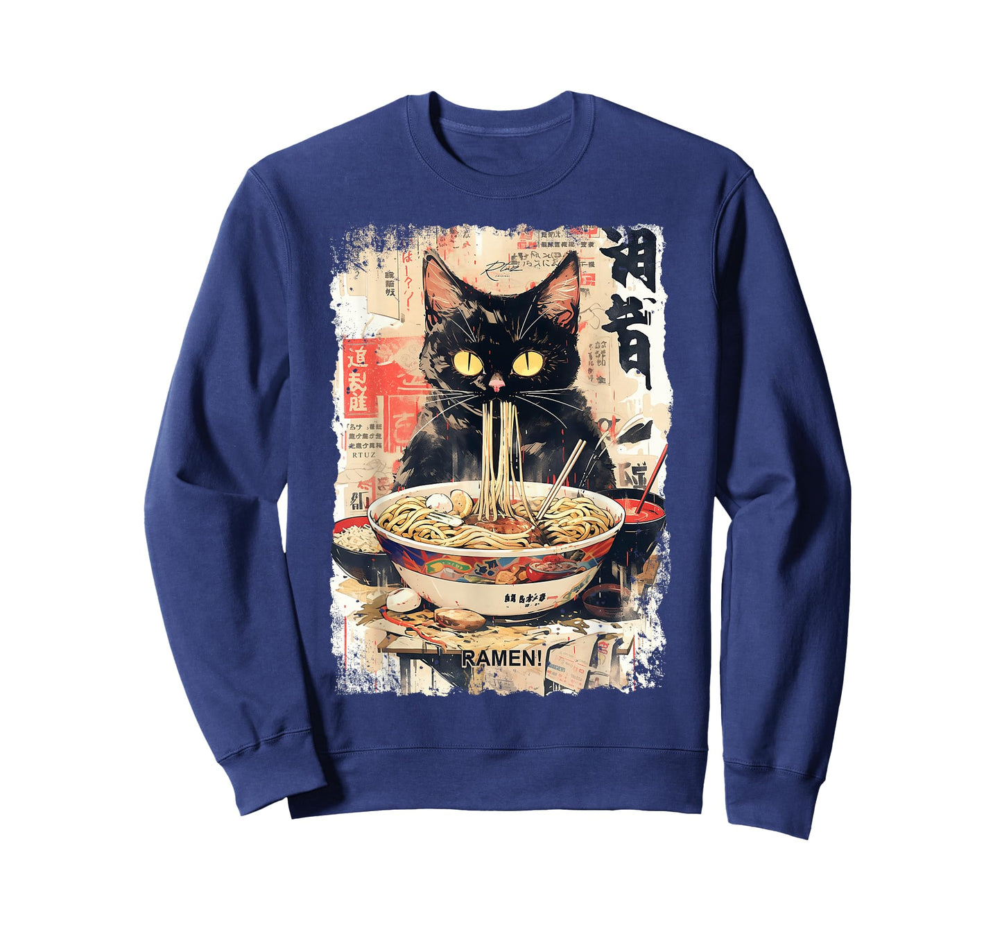 Ramen Noodles Cat Japan Y2K Kawaii Retro Cats Manga Anime T-Shirt