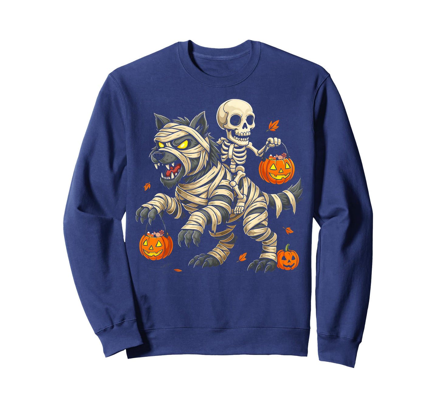 Skeleton Riding Mummy Wolf Halloween Costume Men Women Kids T-Shirt