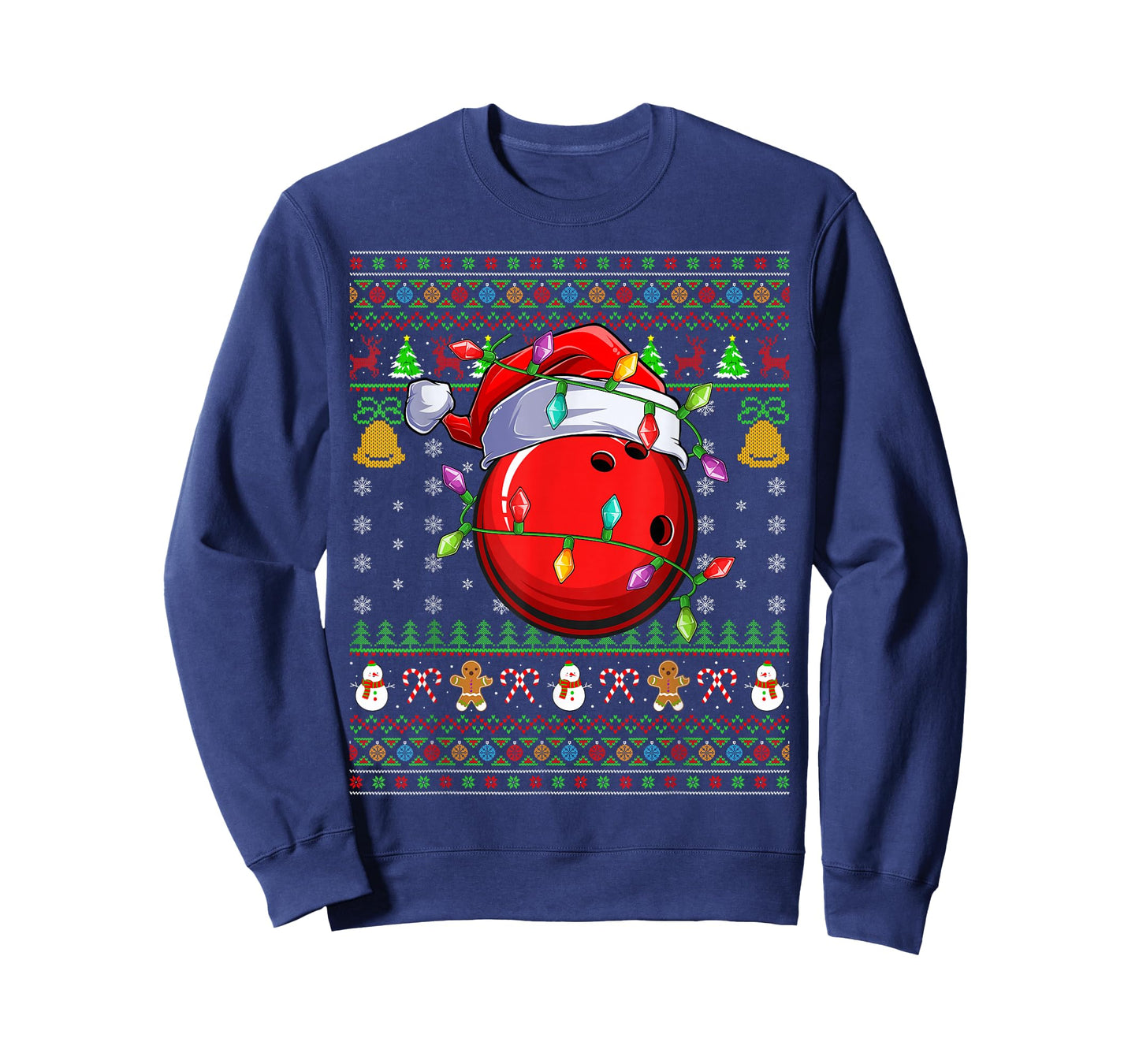 Bowling Ball Ugly Christmas Sweater Sports Player Funny Xmas T-Shirt