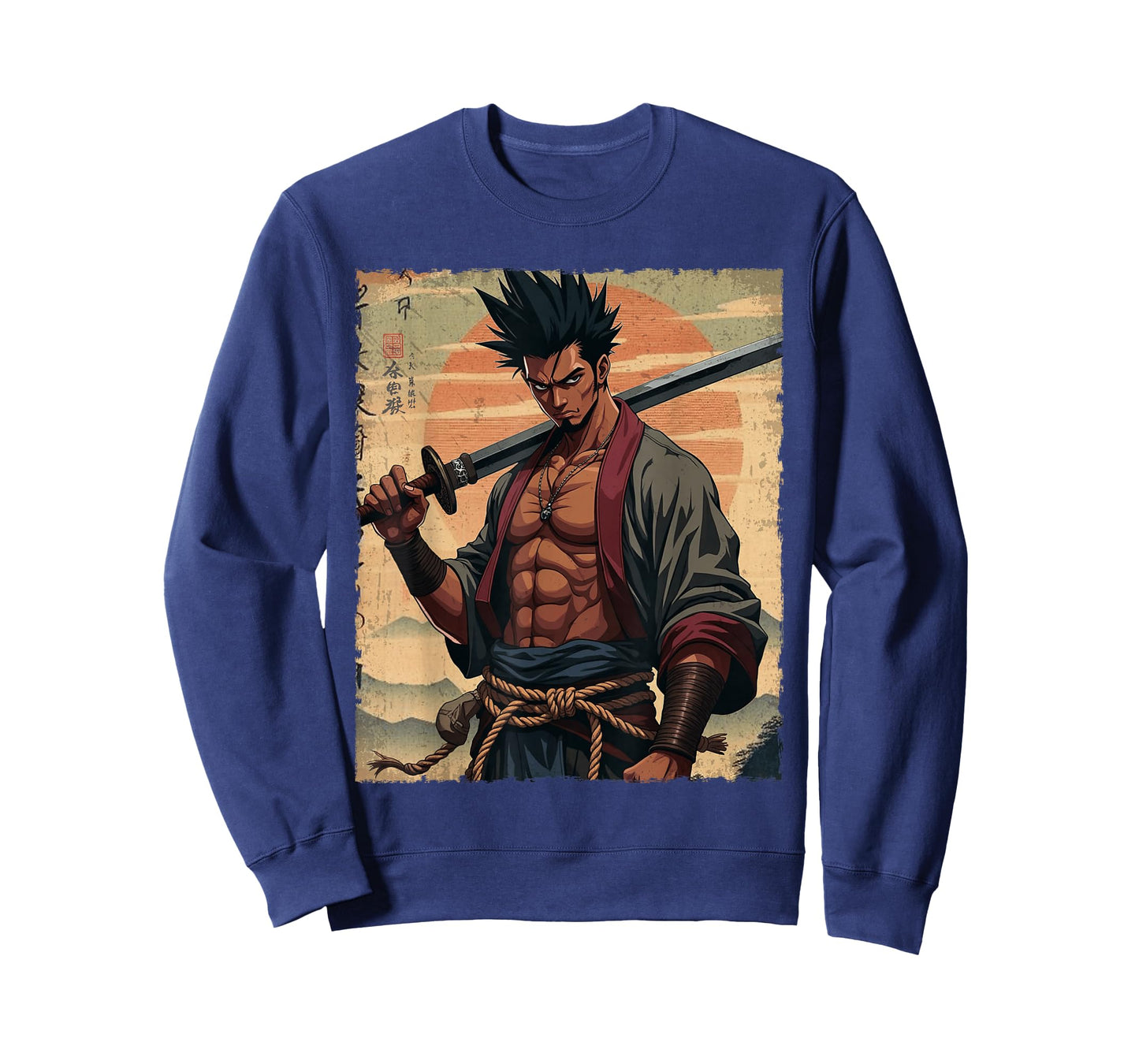 African Samurai Anime Afro American Bushido Warrior Katana T-Shirt