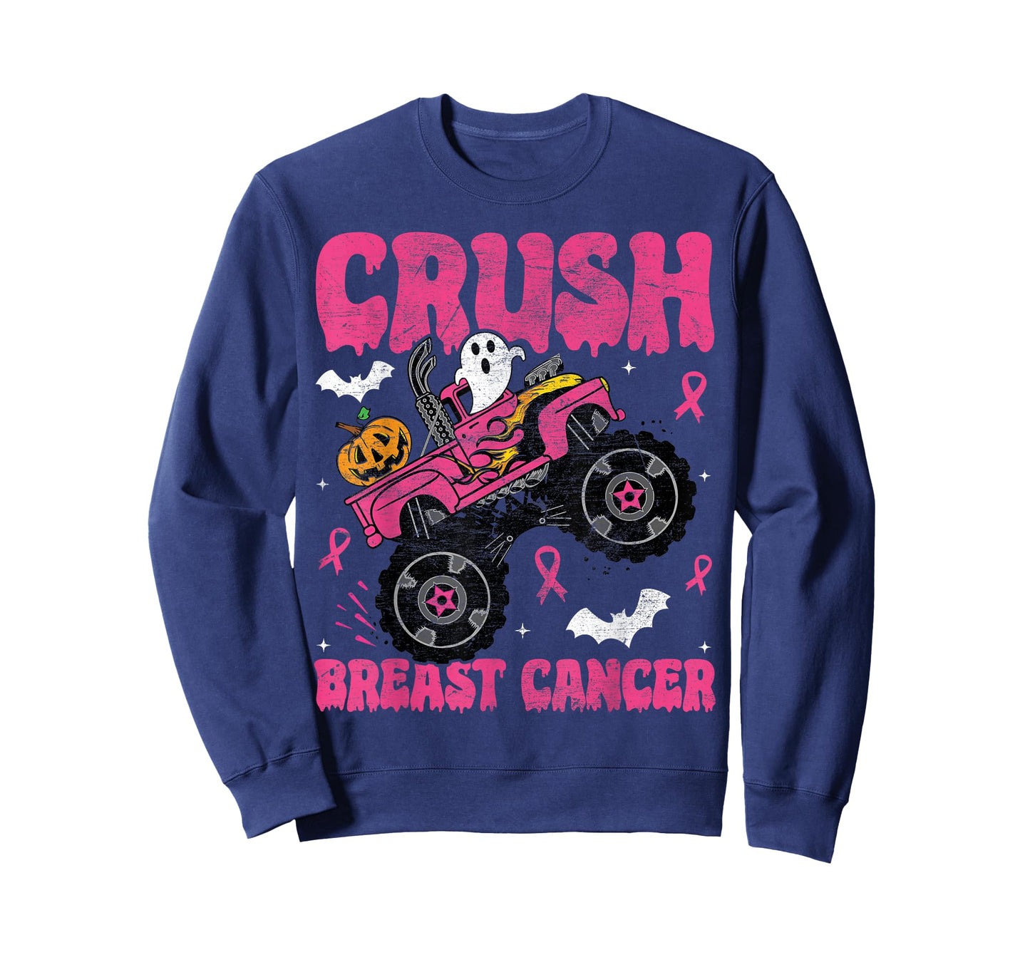 Crush Breast Cancer Awareness Monster Truck Halloween kids T-Shirt