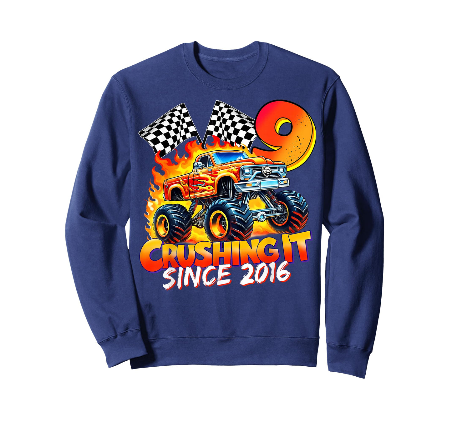 Monster Truck Birthday 9 Year Old Born 2016 9th Party Boys T-Shirt