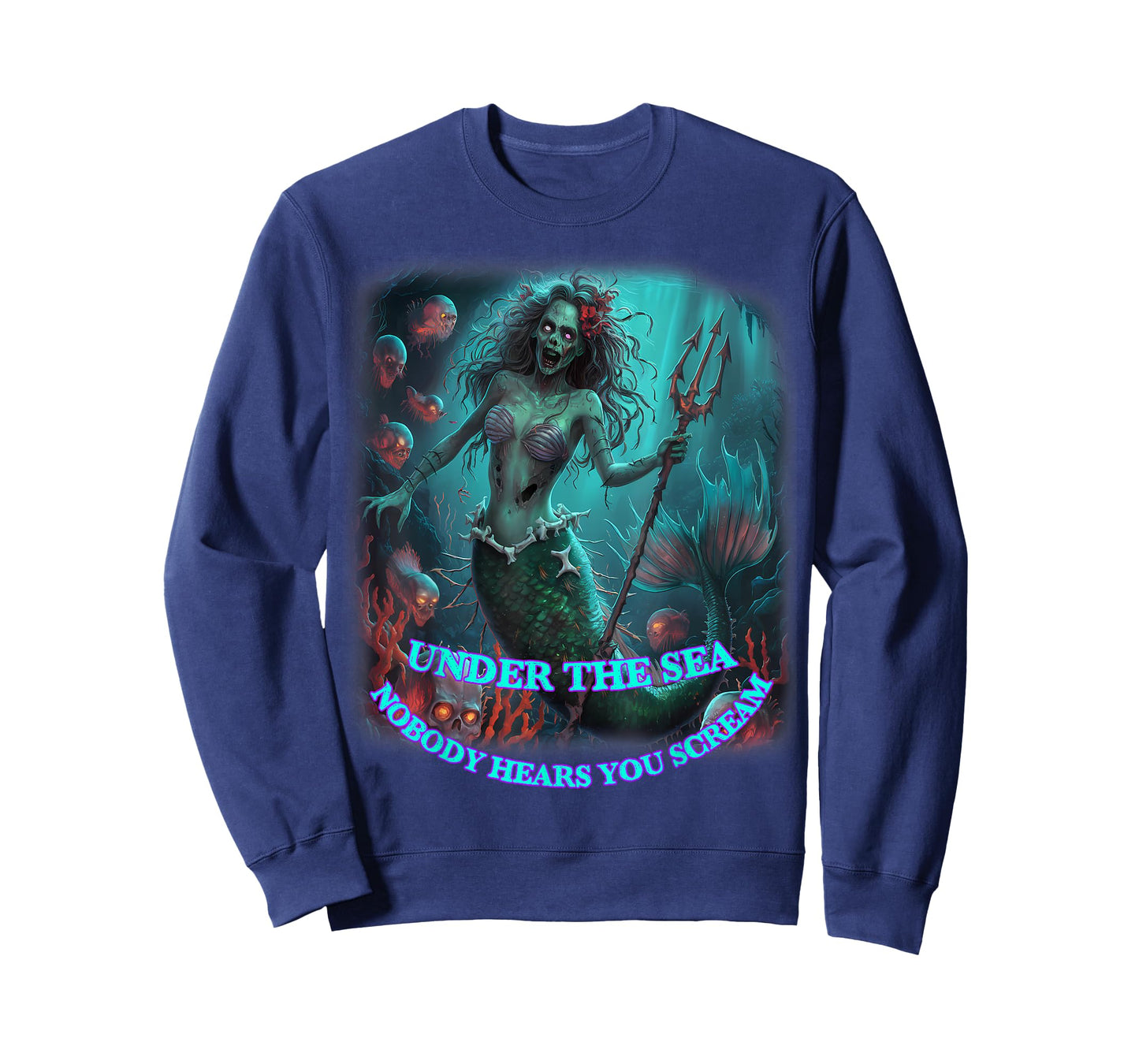 Zombie Mermaid Halloween Spooky Skulls Mermaids Fantasy T-Shirt