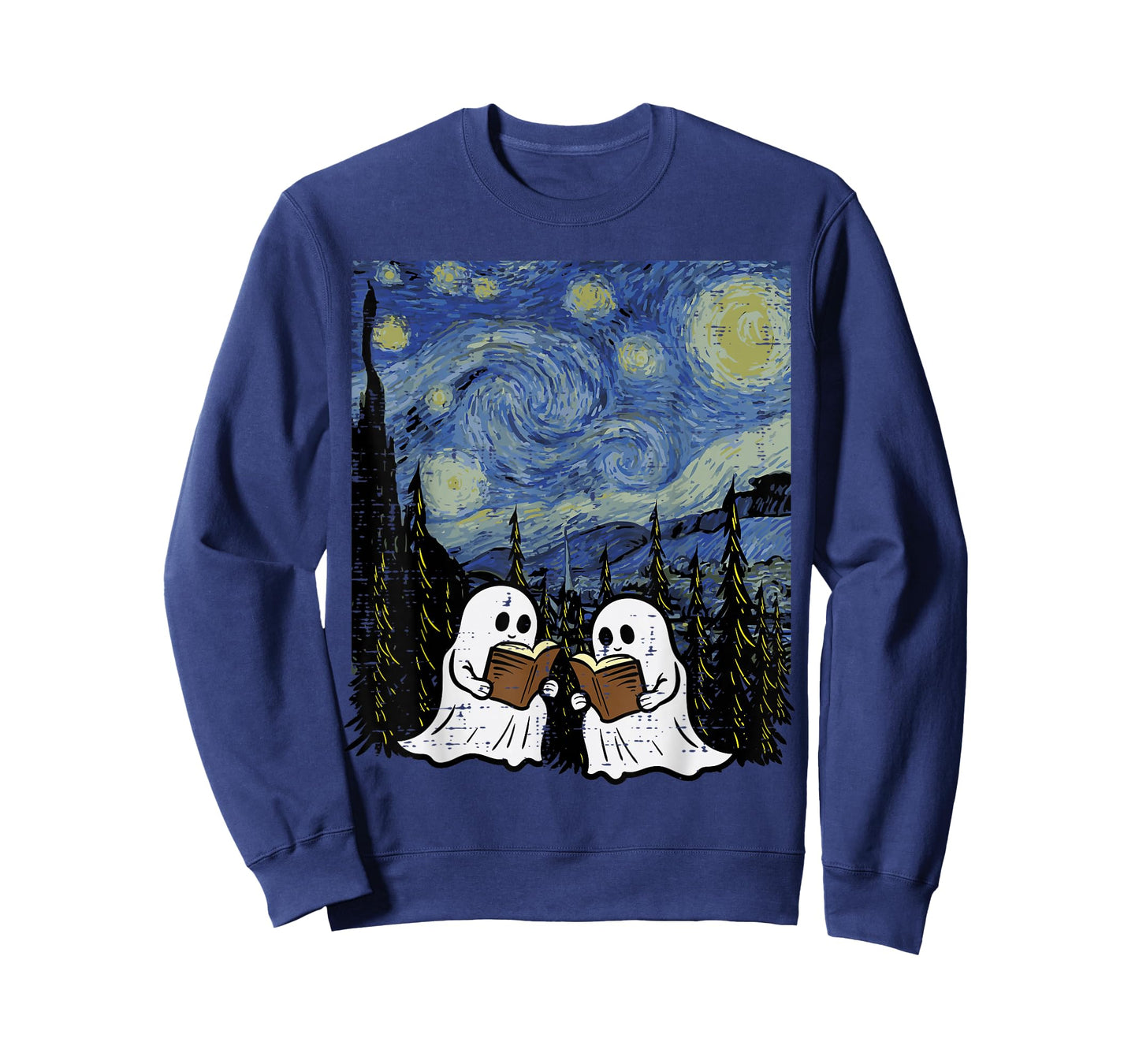 Halloween Ghosts Books Starry Night Costume Men Women Kids T-Shirt