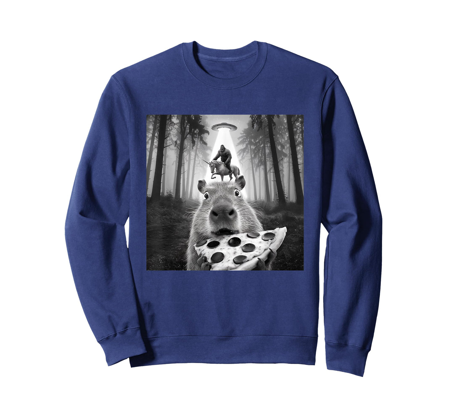 Funny UFO Capybara Selfie with Bigfoot Unicorn Sasquatch T-Shirt